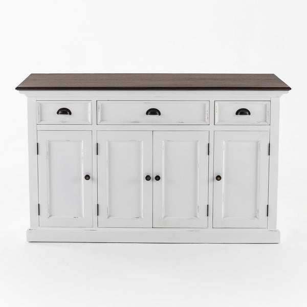 Halifax Accent Buffet with 4 Doors 3 Drawers - White Distress & Deep Brown