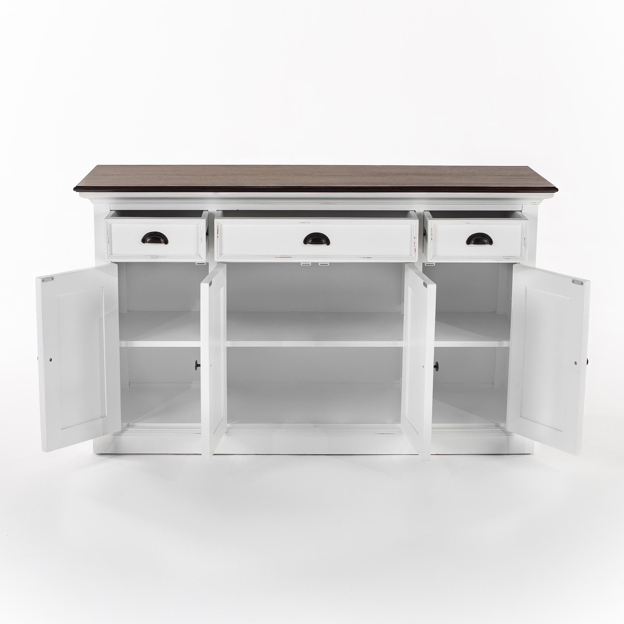 Halifax Accent Buffet with 4 Doors 3 Drawers - White Distress & Deep Brown