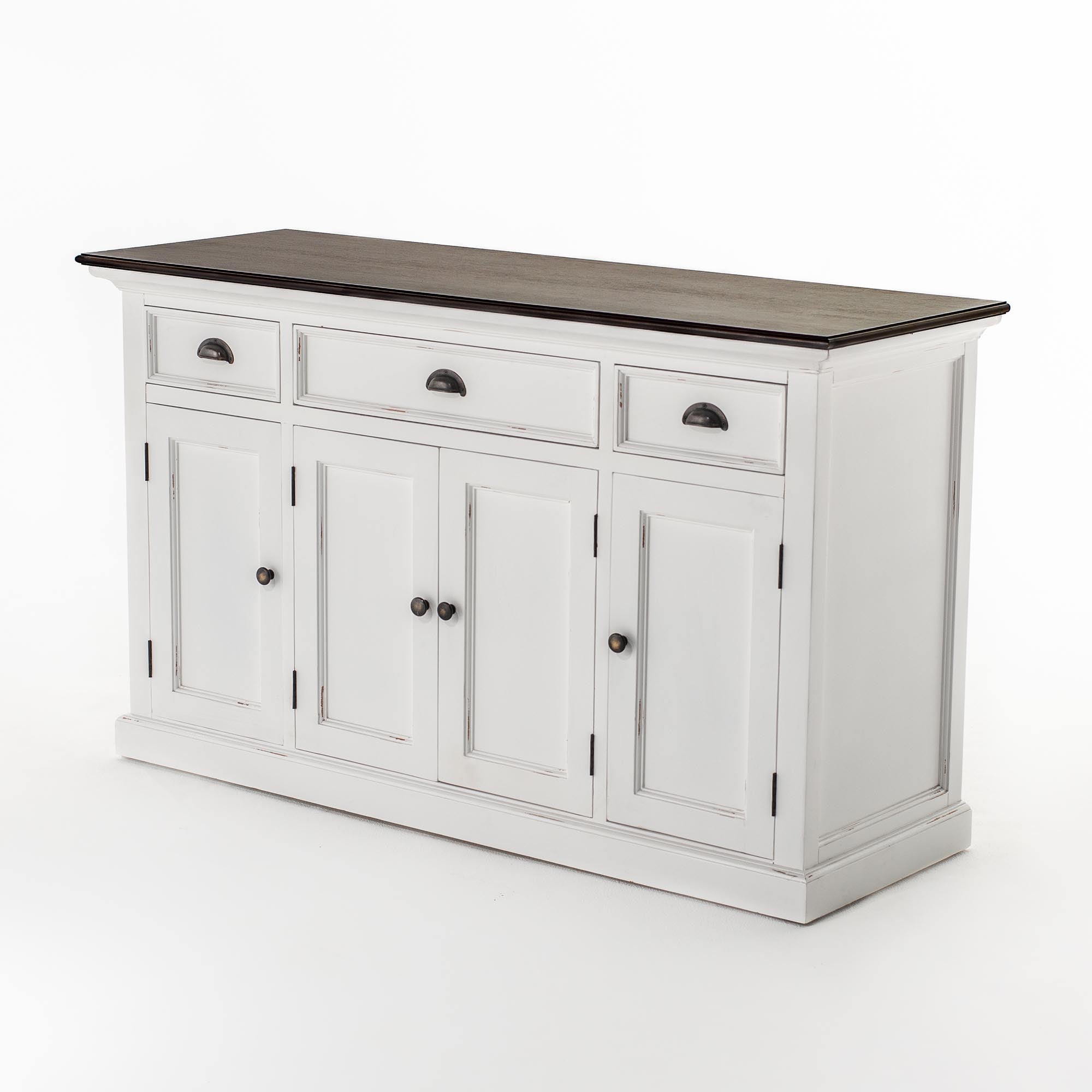 Halifax Accent Buffet with 4 Doors 3 Drawers - White Distress & Deep Brown