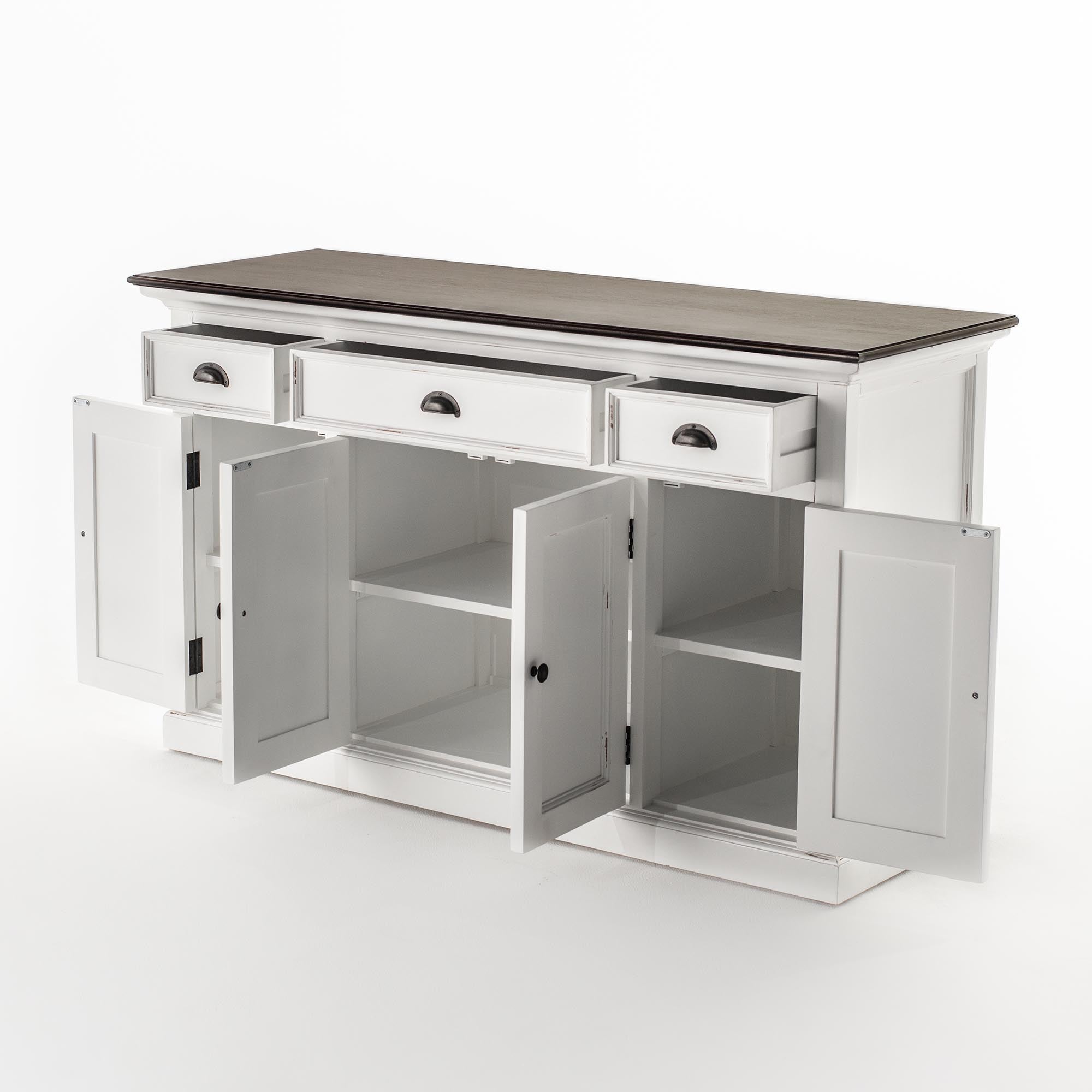 Halifax Accent Buffet with 4 Doors 3 Drawers - White Distress & Deep Brown