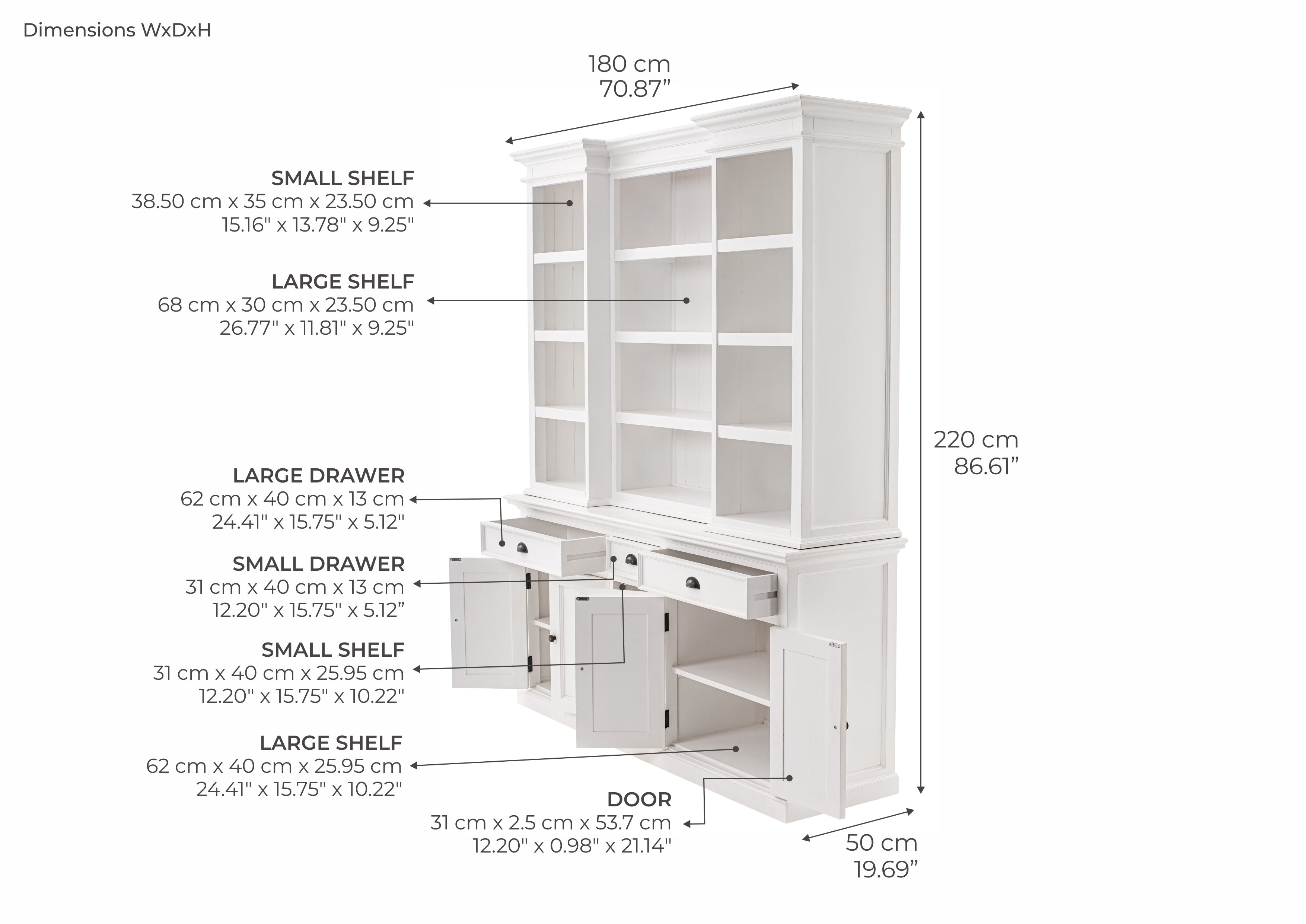 Kitchen Hutch Cabinet with 5 Doors 3 Drawers