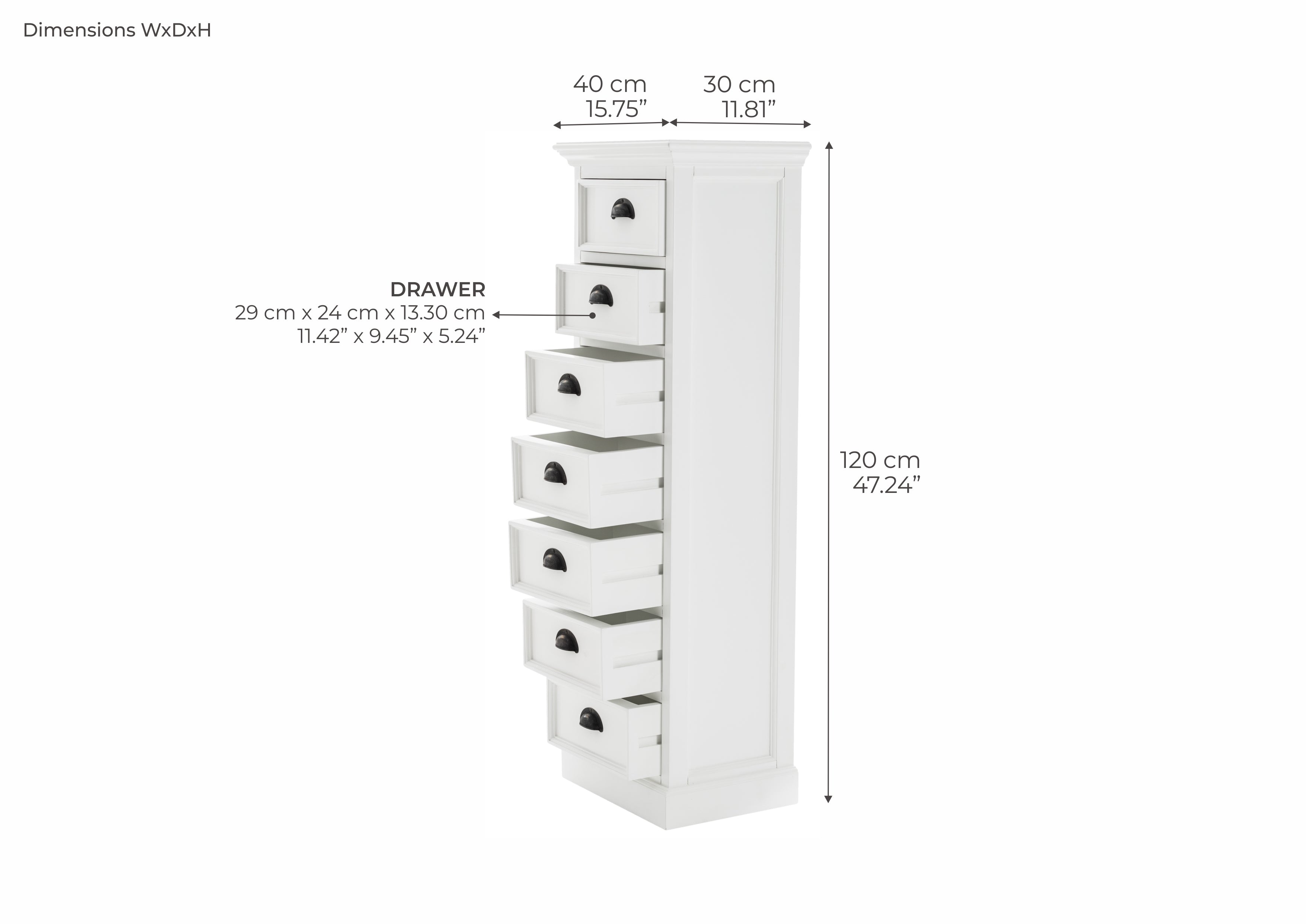 Halifax Storage Unit 7 Drawers - White