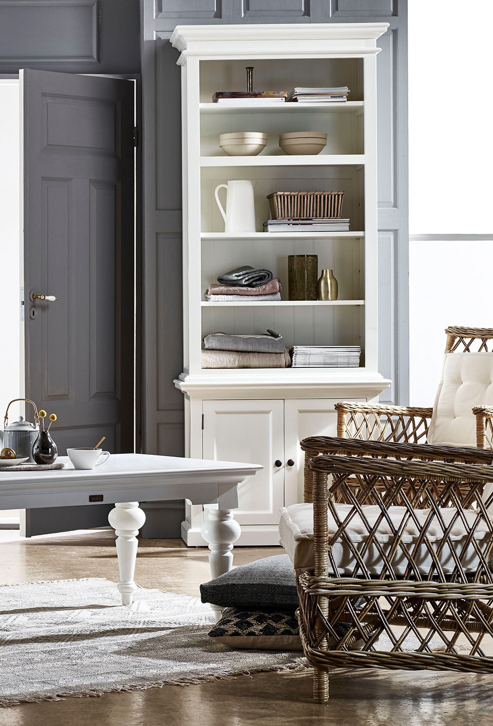 Halifax Slim Hutch Bookcase - White