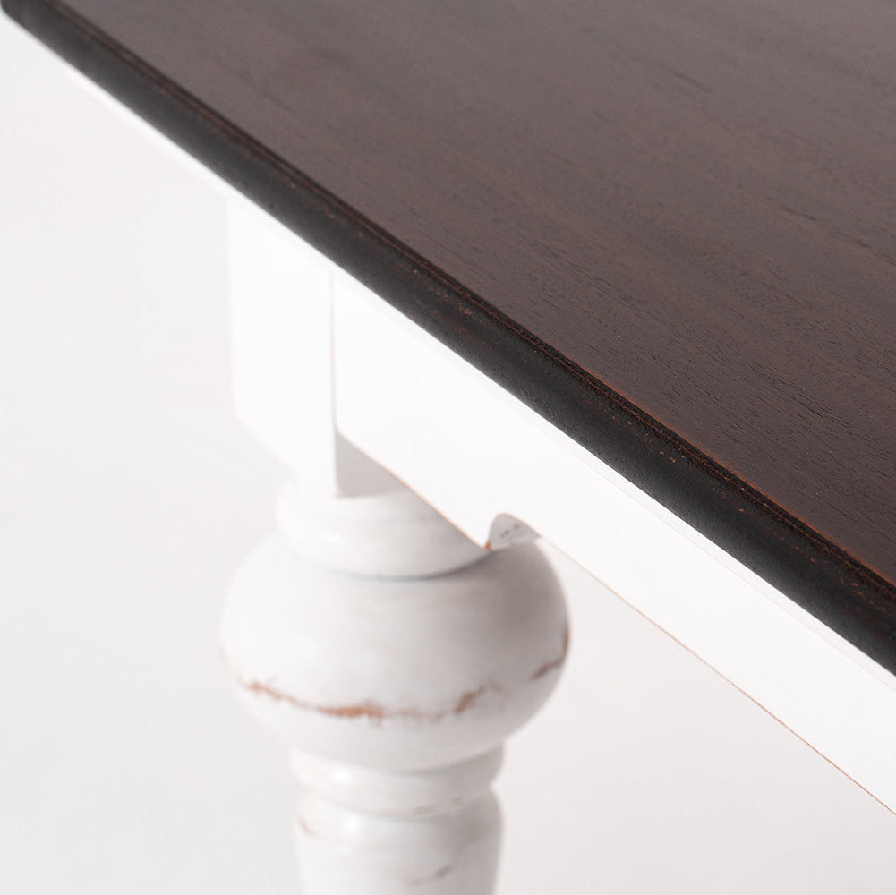 Provence Accent Square Coffee Table - White with Dark Brown Top