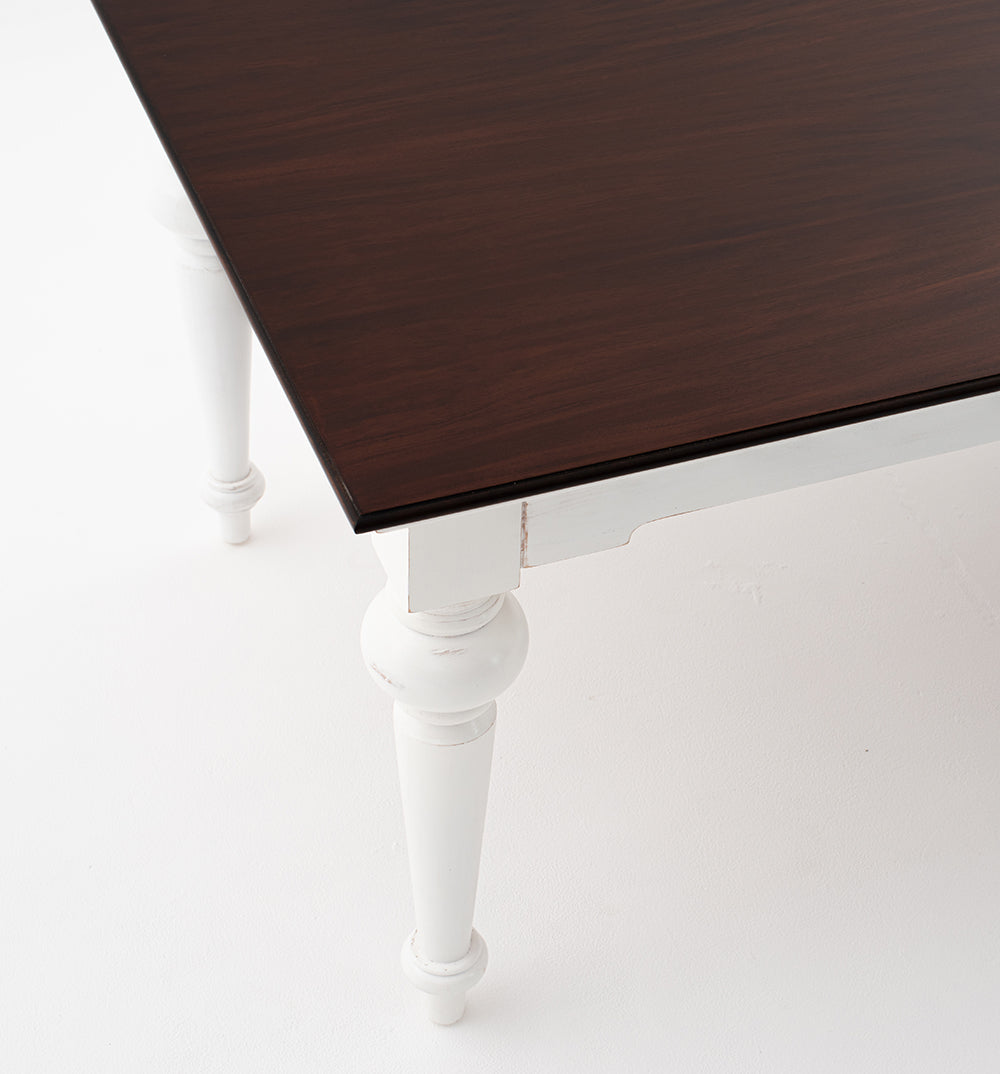 Provence Dining Table 240cm - White With Dark Brown Top