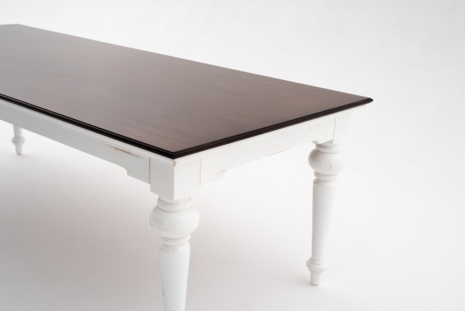 Provence Dining Table 240cm - White With Dark Brown Top