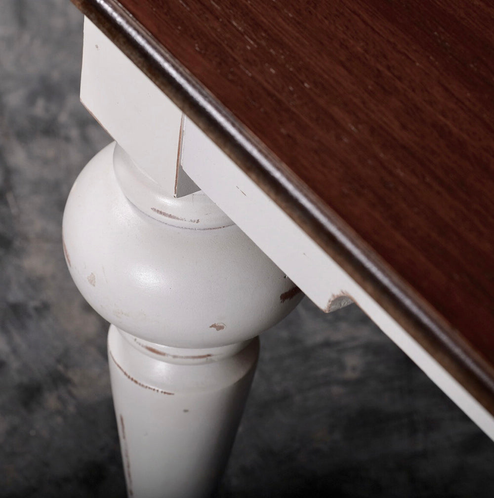Provence Dining Table 240cm - White With Dark Brown Top