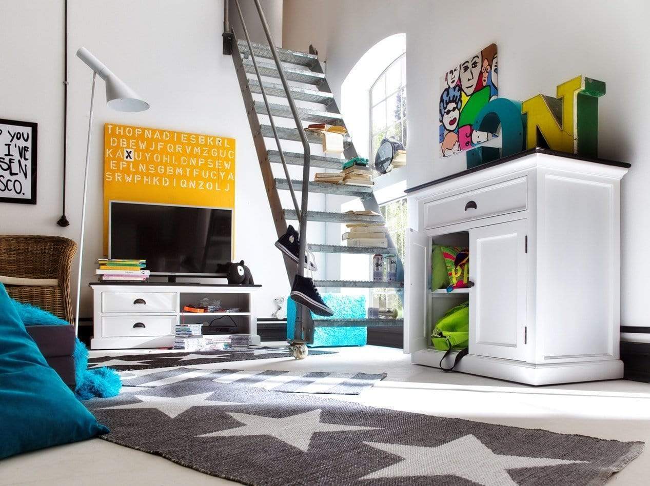 Halifax Contrast Small Buffet - White with Black Top-Buffet-by NovaSolo-I Wanna Go Home