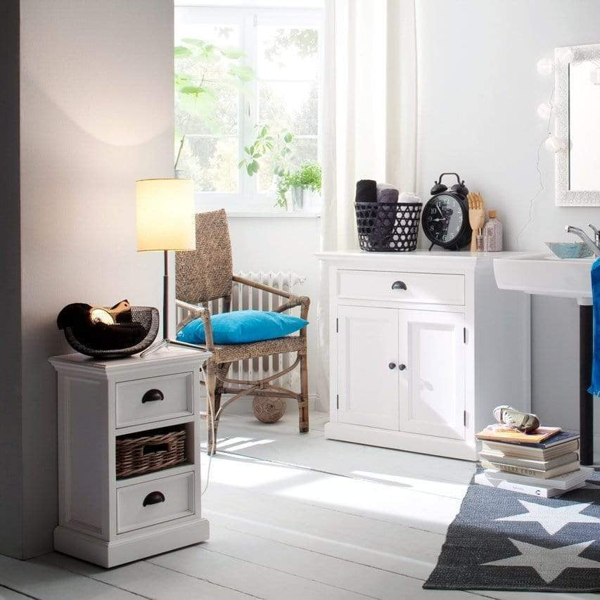 Halifax Storage Unit 1 Rattan Basket - White-Bedside Table-by NovaSolo-I Wanna Go Home