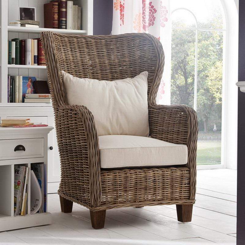 King Kubu Rattan Arm Chair With Cushion-Chair-Novasolo-I Wanna Go Home