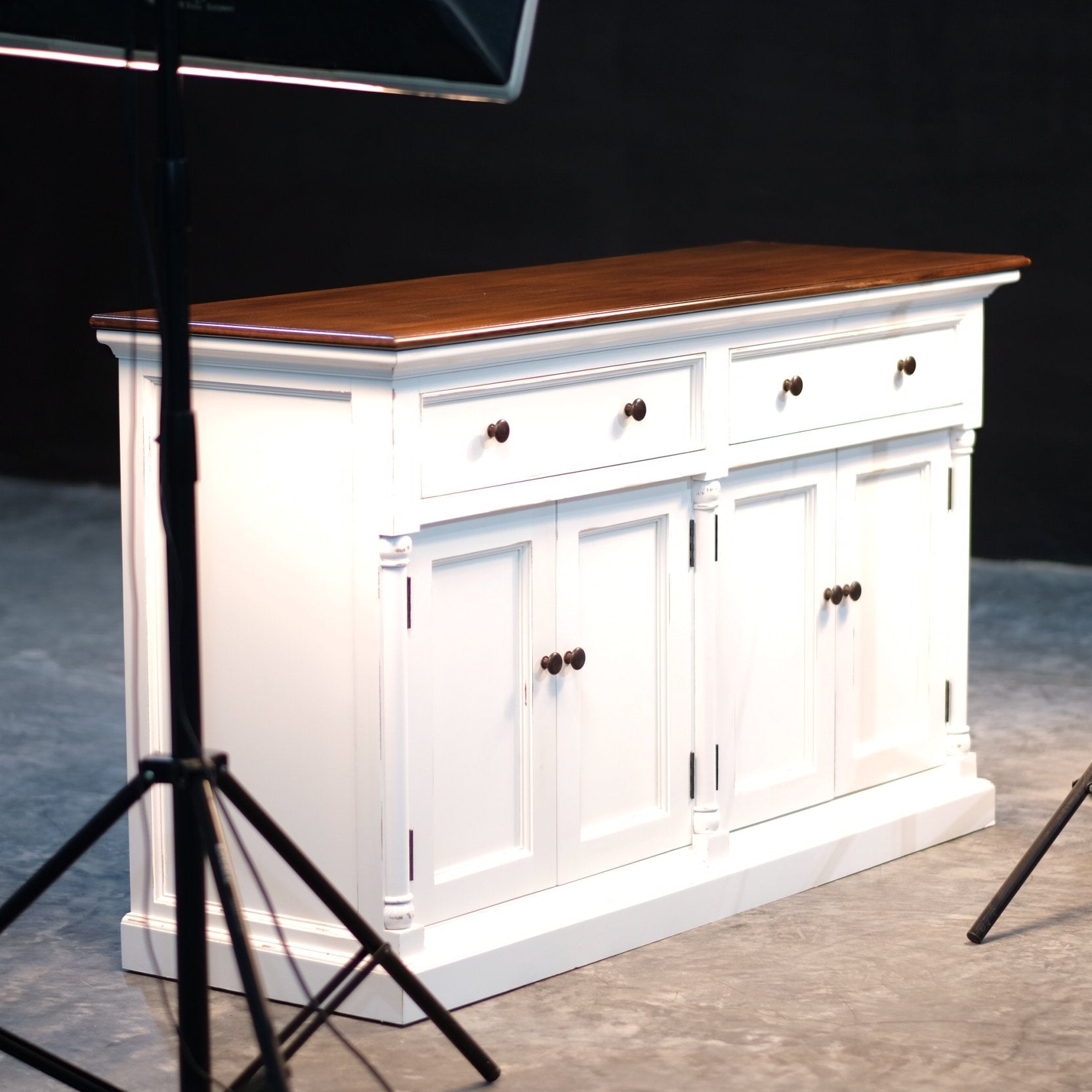 Provence Accent Buffet - White With Dark Brown Top-Buffet-Novasolo-I Wanna Go Home