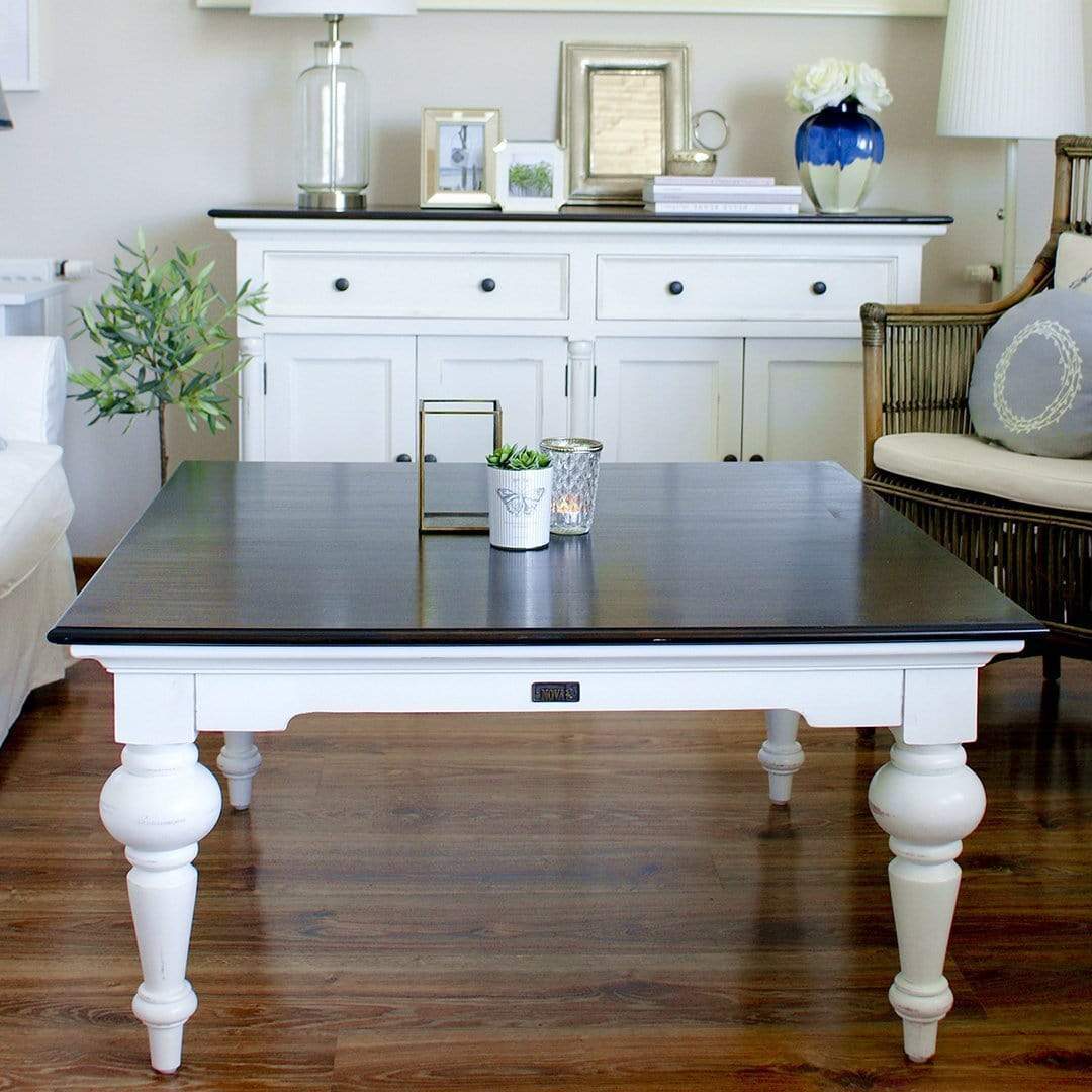 Provence Square Coffee Table - White with Dark Brown Top-Coffee Table-Novasolo-I Wanna Go Home