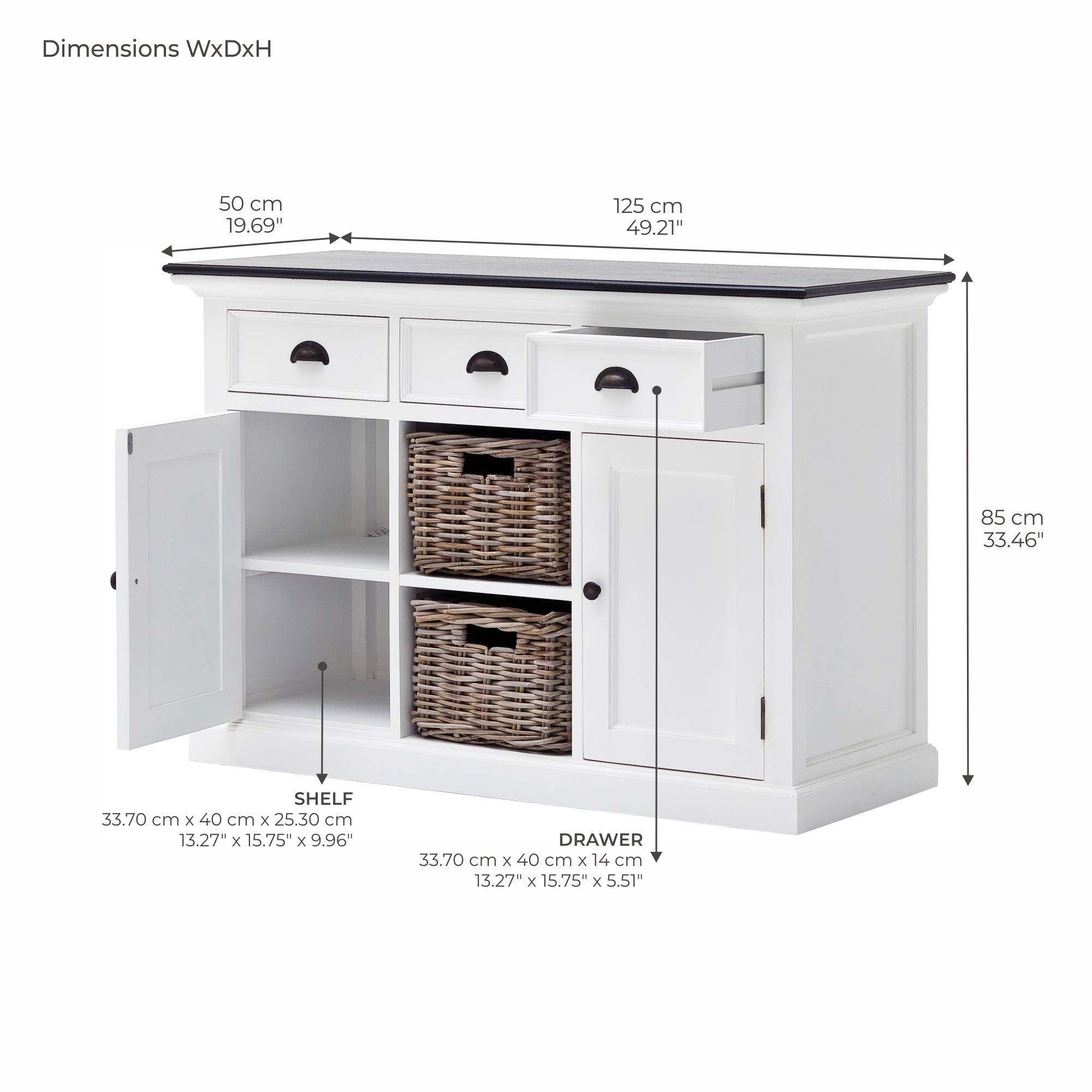 Halifax Contrast Buffet - White with Black Top