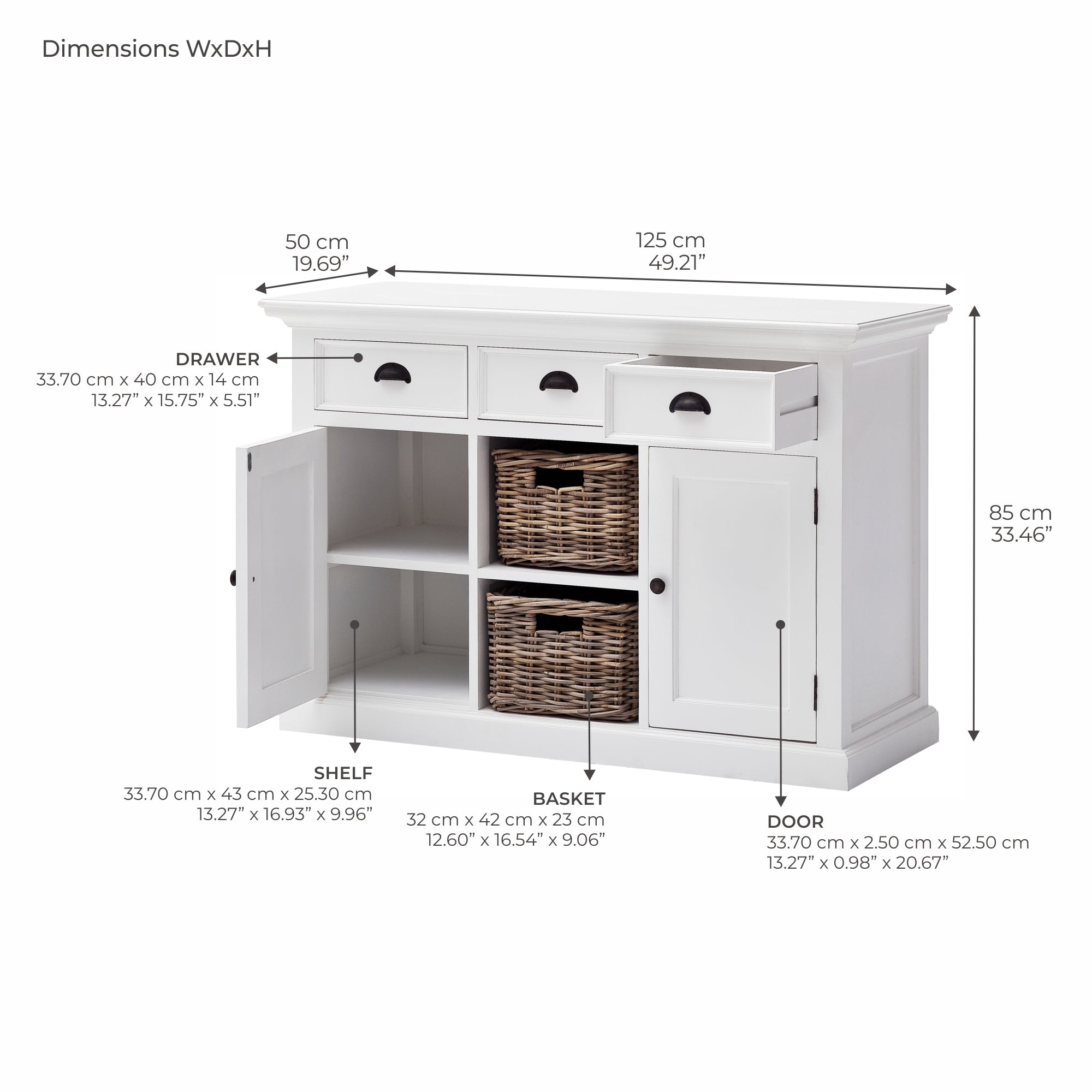 Halifax Buffet / Sideboard - White