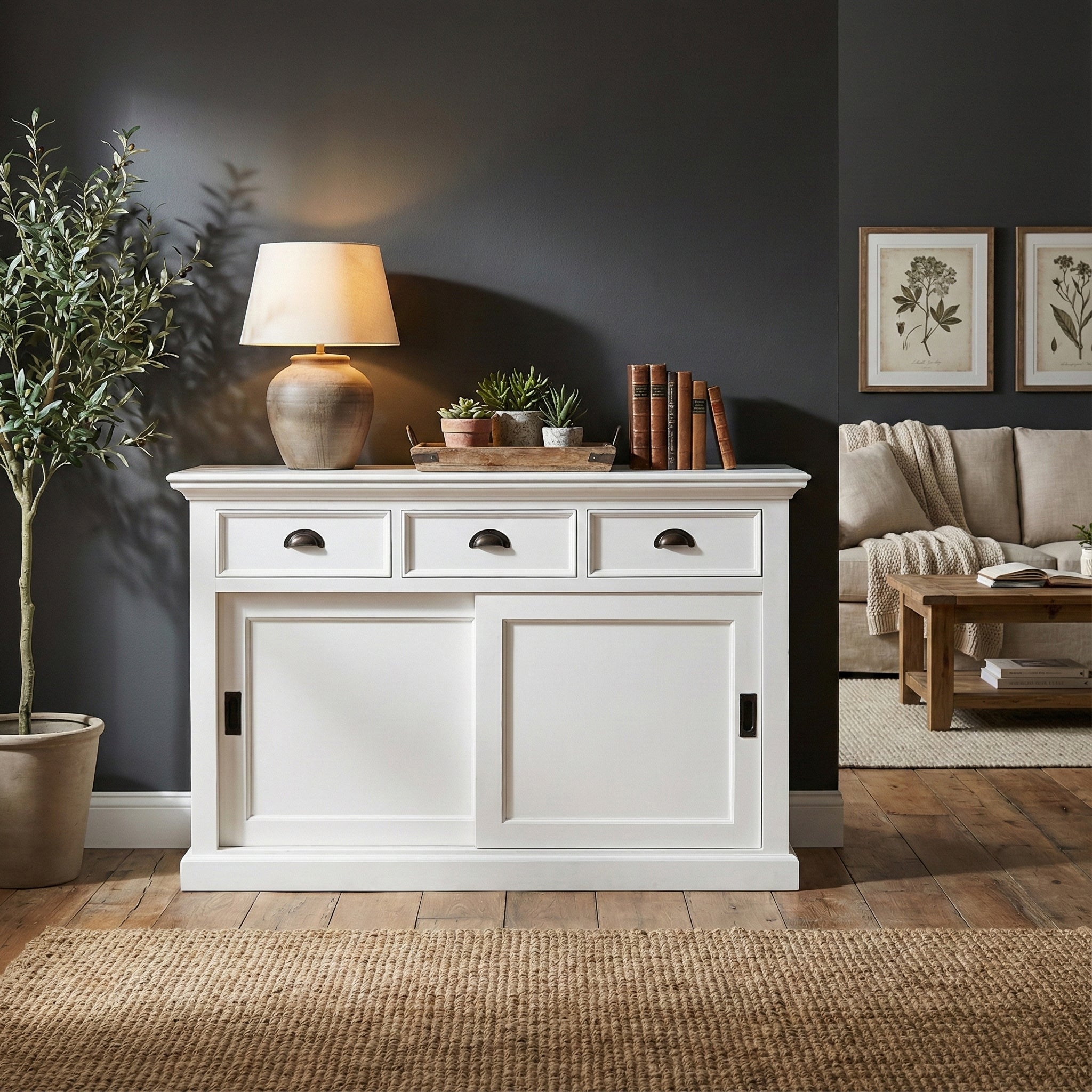 Halifax Buffet with Sliding Doors - White