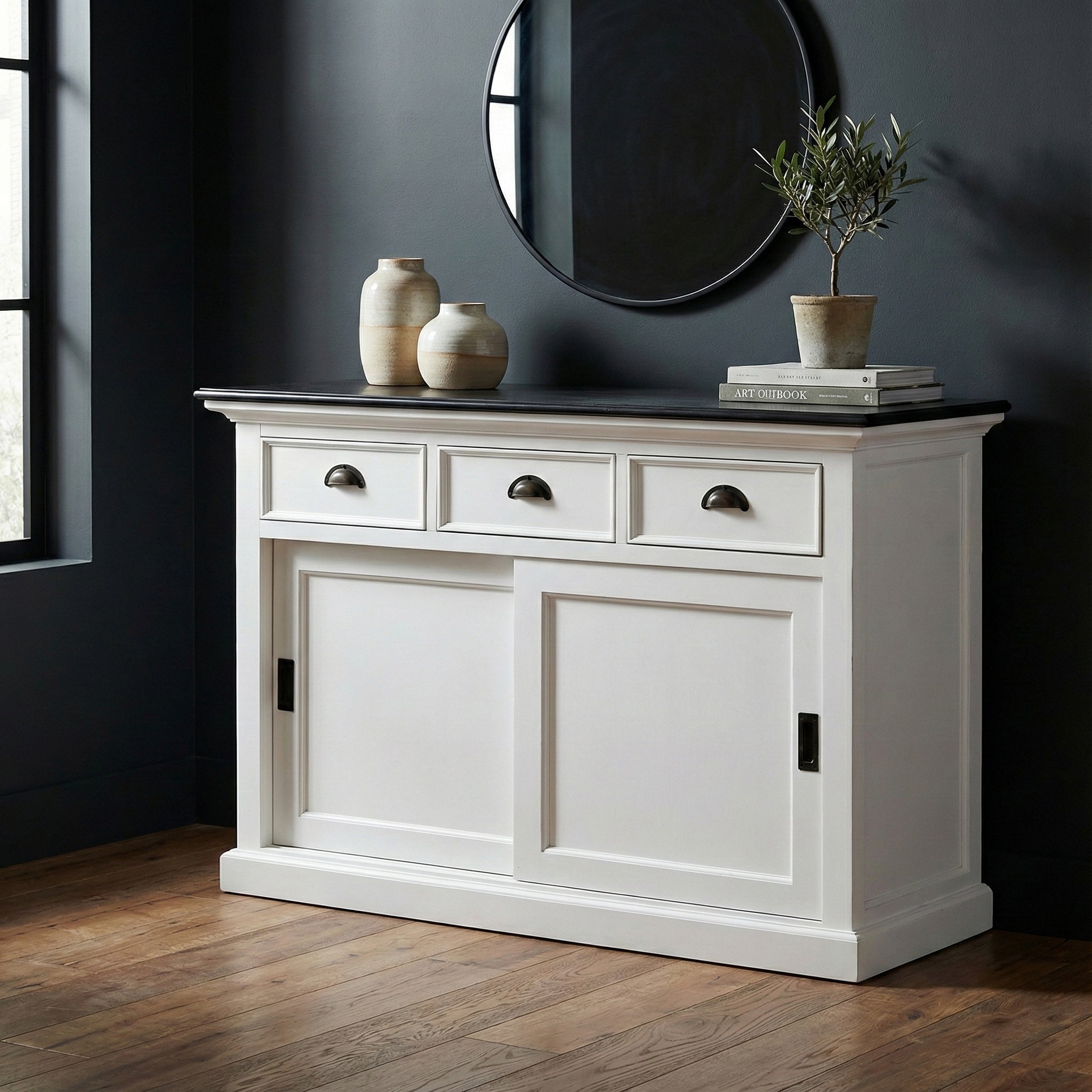 Halifax Contrast Buffet - White with Black Top