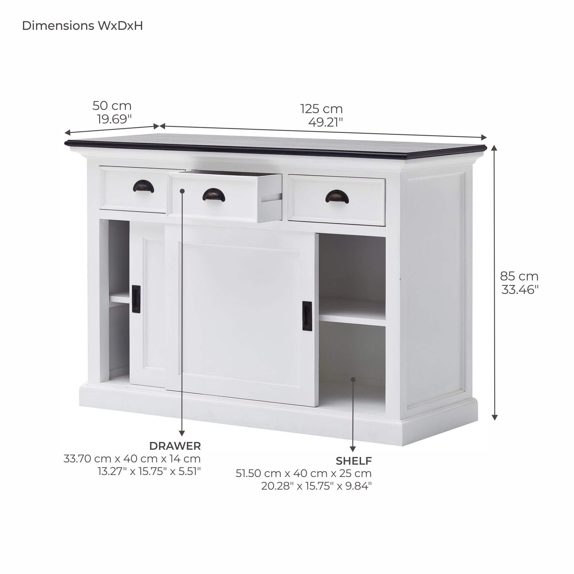 Halifax Contrast Buffet - White with Black Top