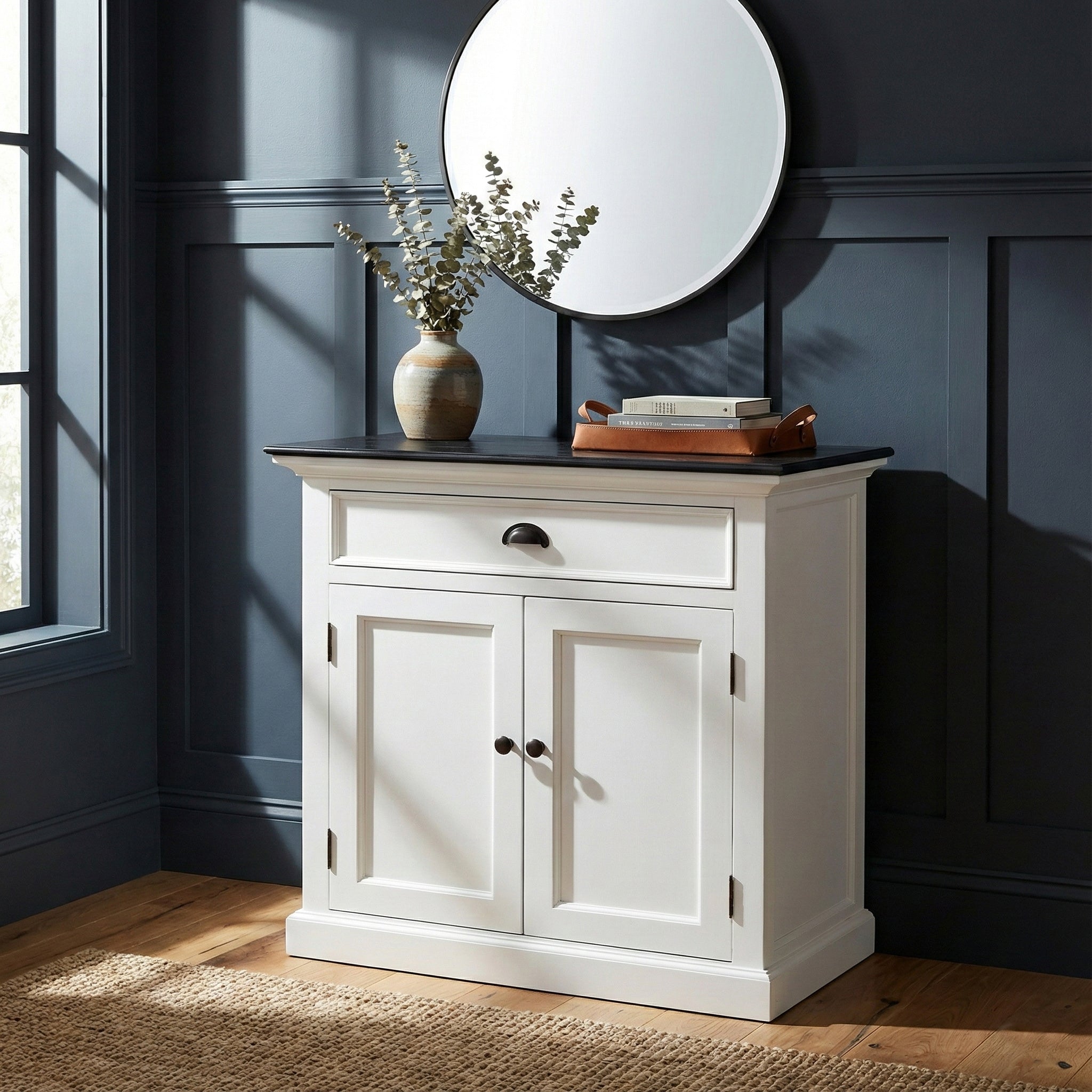 Halifax Contrast Small Buffet - White with Black Top