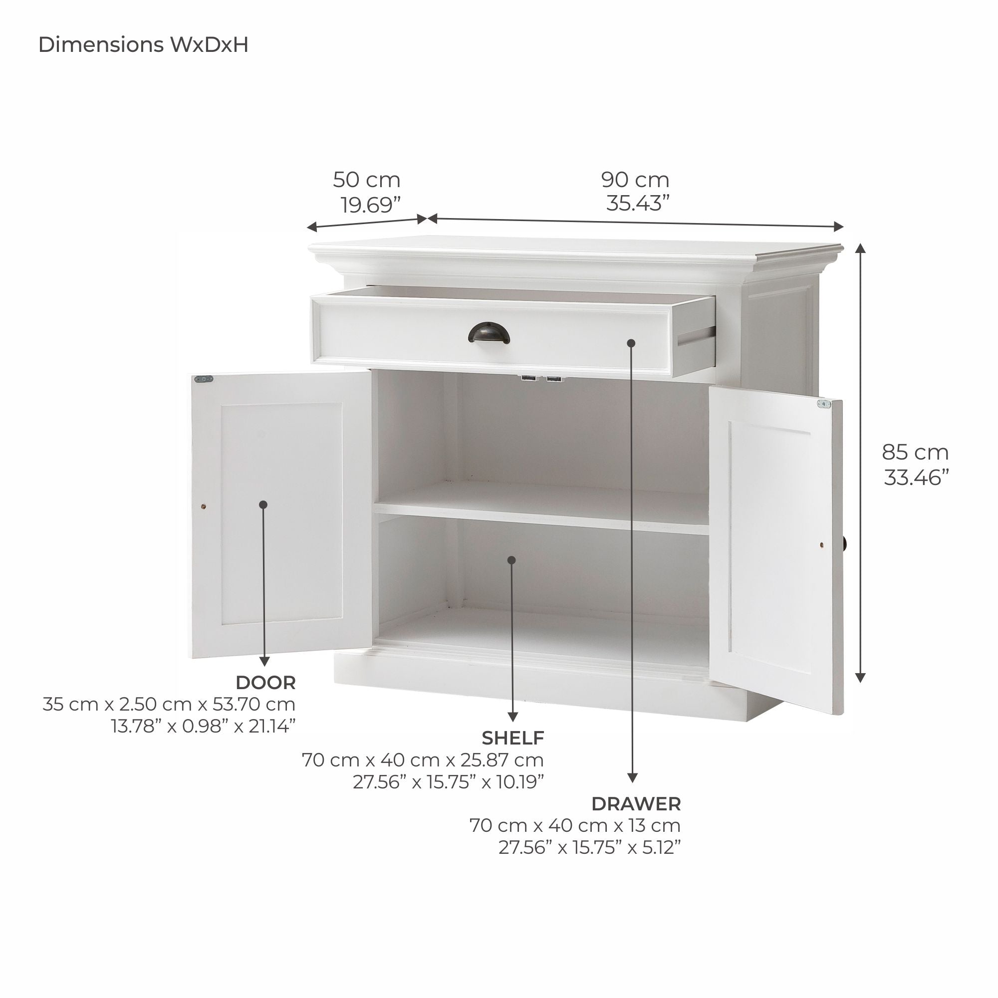 Halifax Small Buffet - White