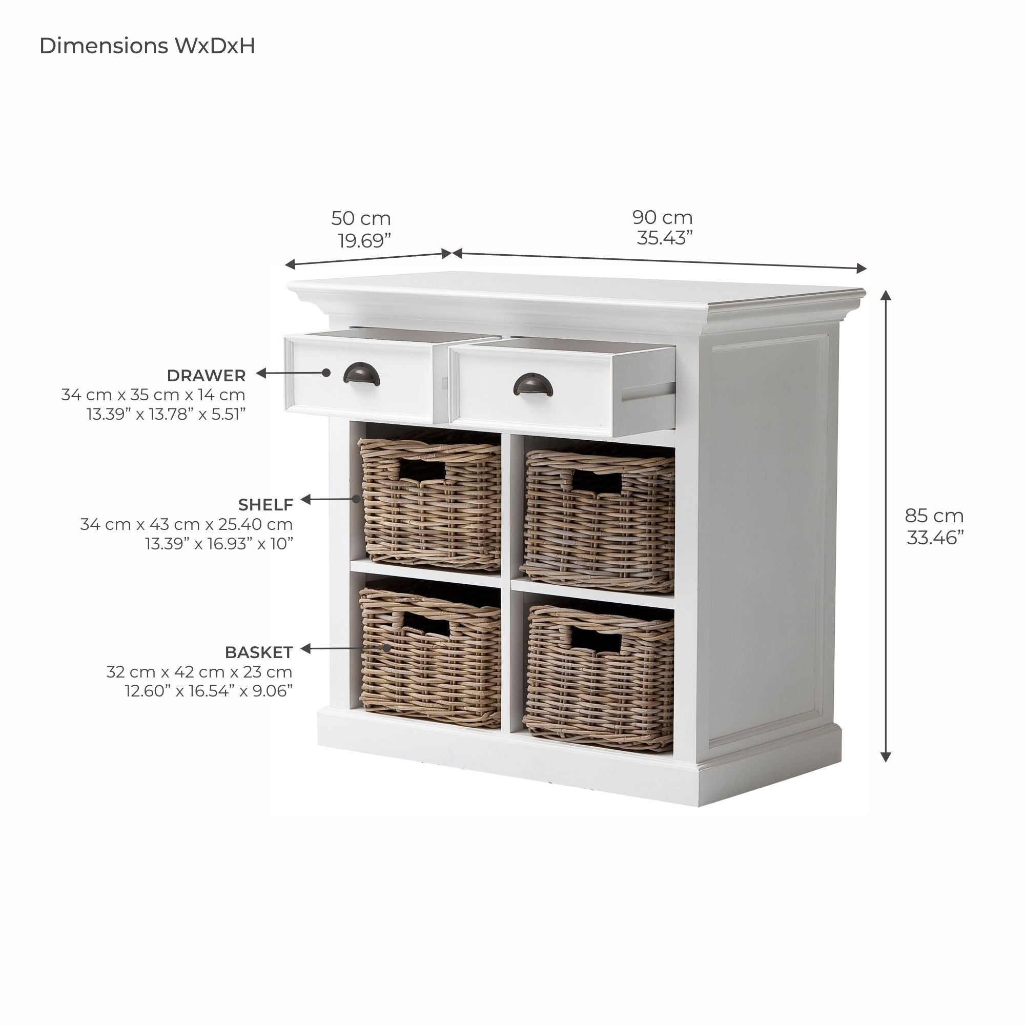 Halifax Small Buffet - White