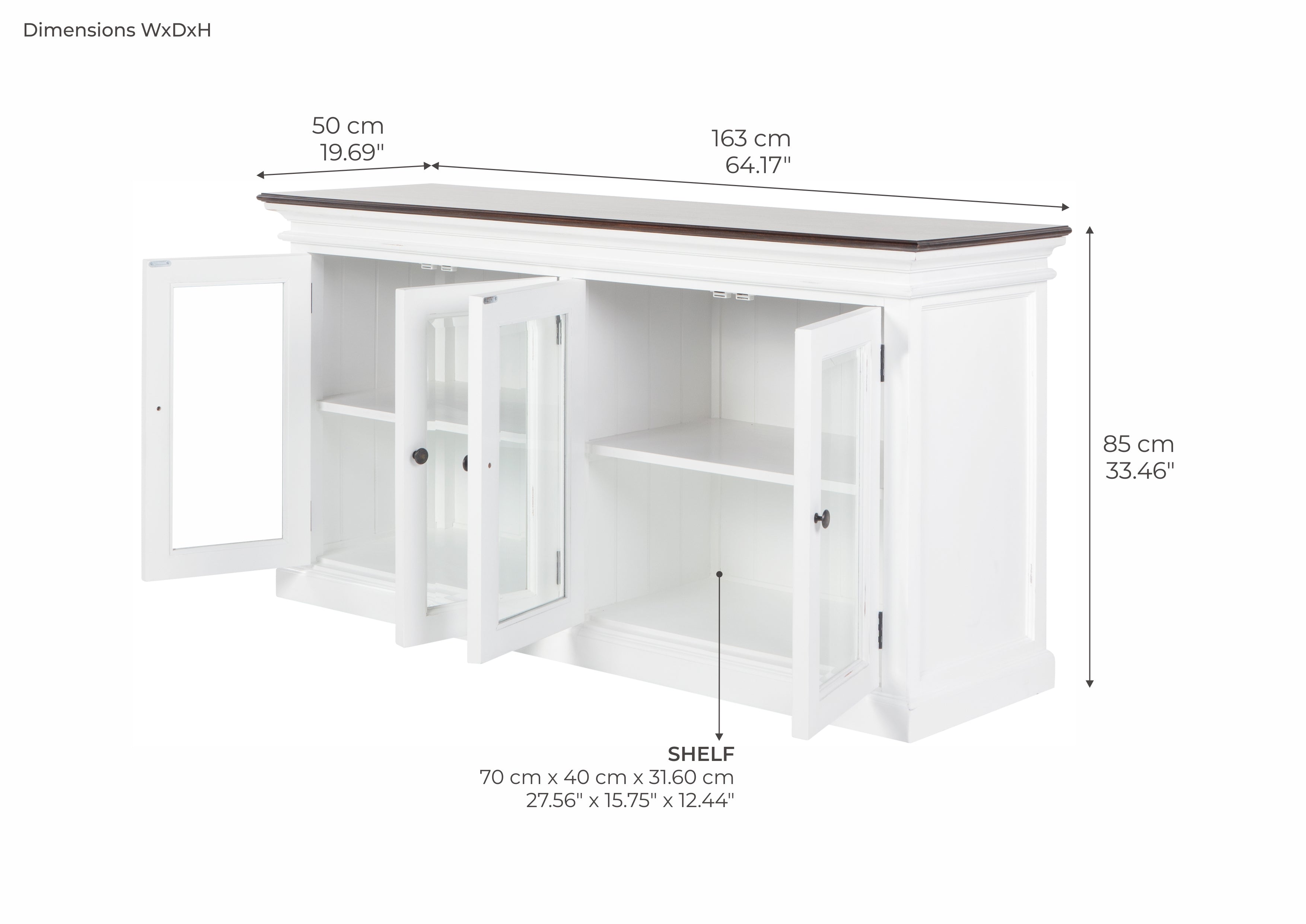 Halifax Accent Display Buffet with 4 Glass Doors