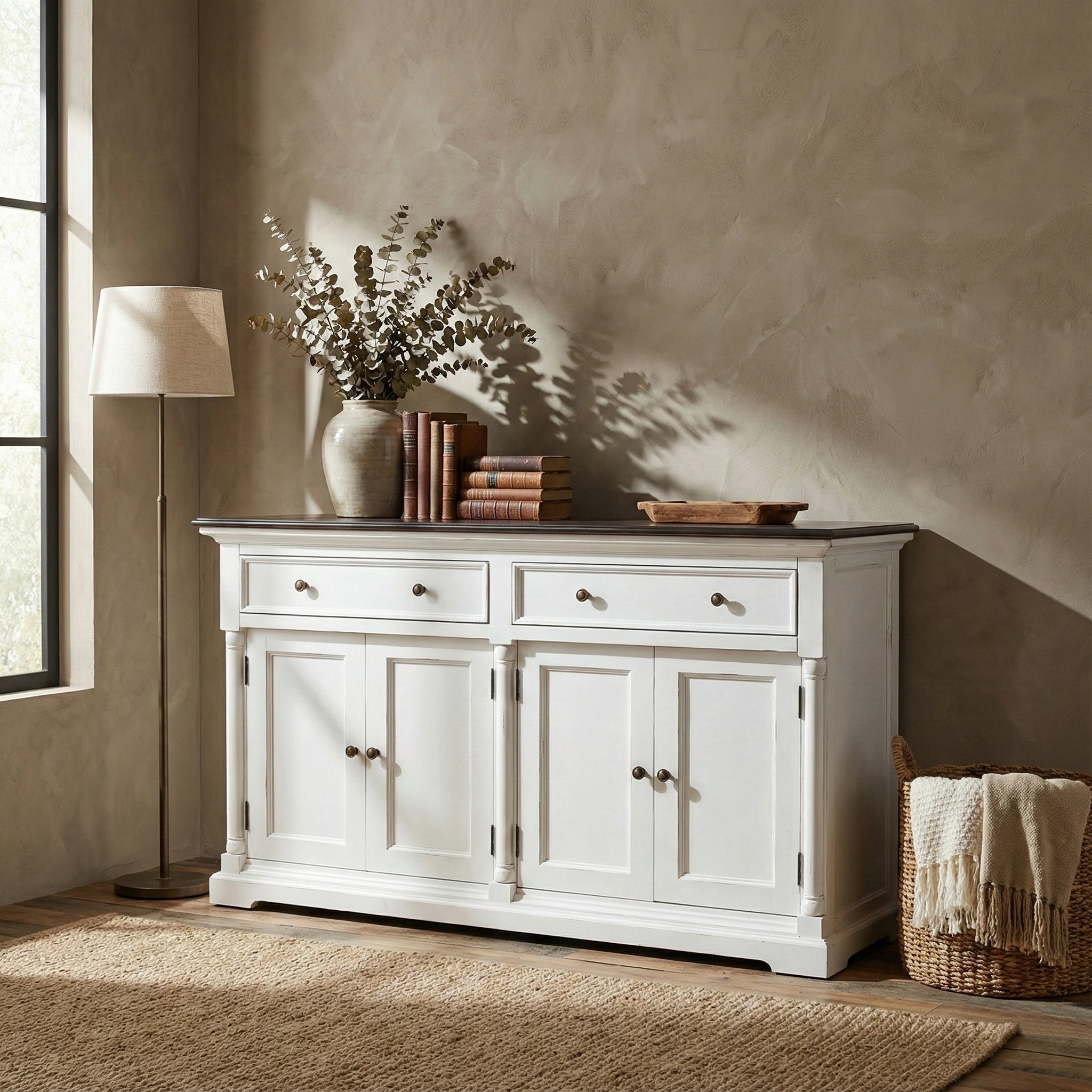 Provence Accent Buffet - White With Dark Brown Top