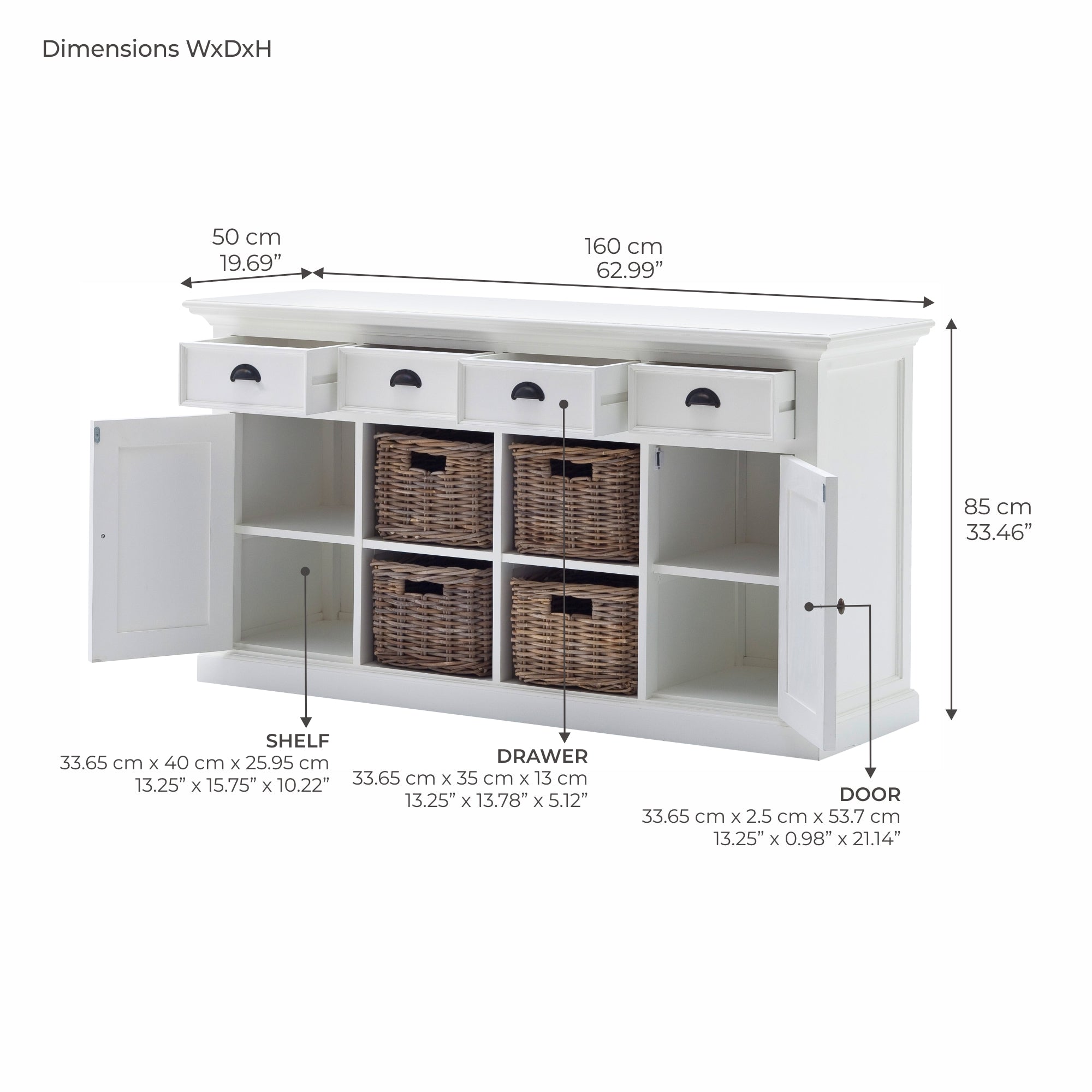 Halifax Large Buffet - White