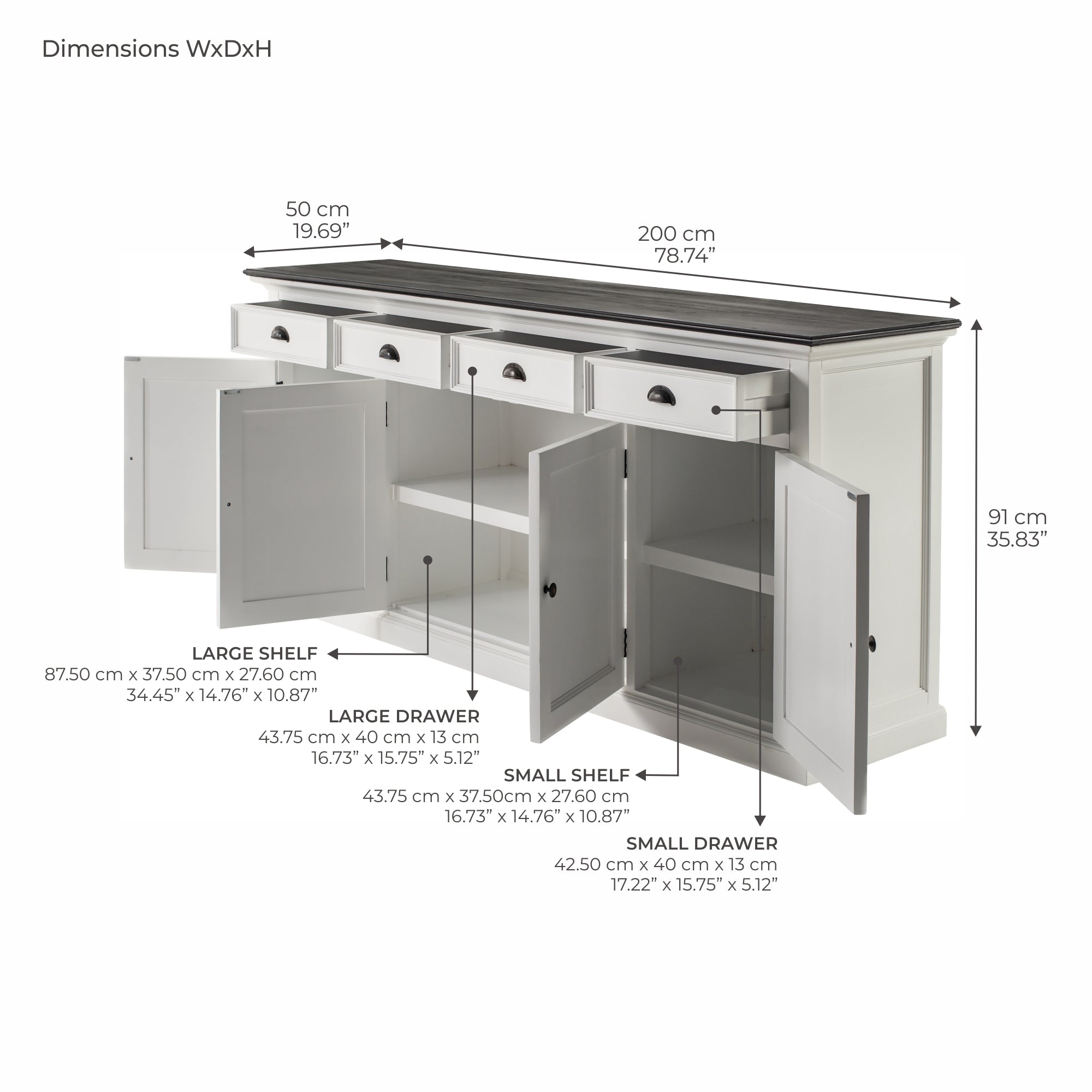 Halifax Contrast Buffet - Classic White & Black