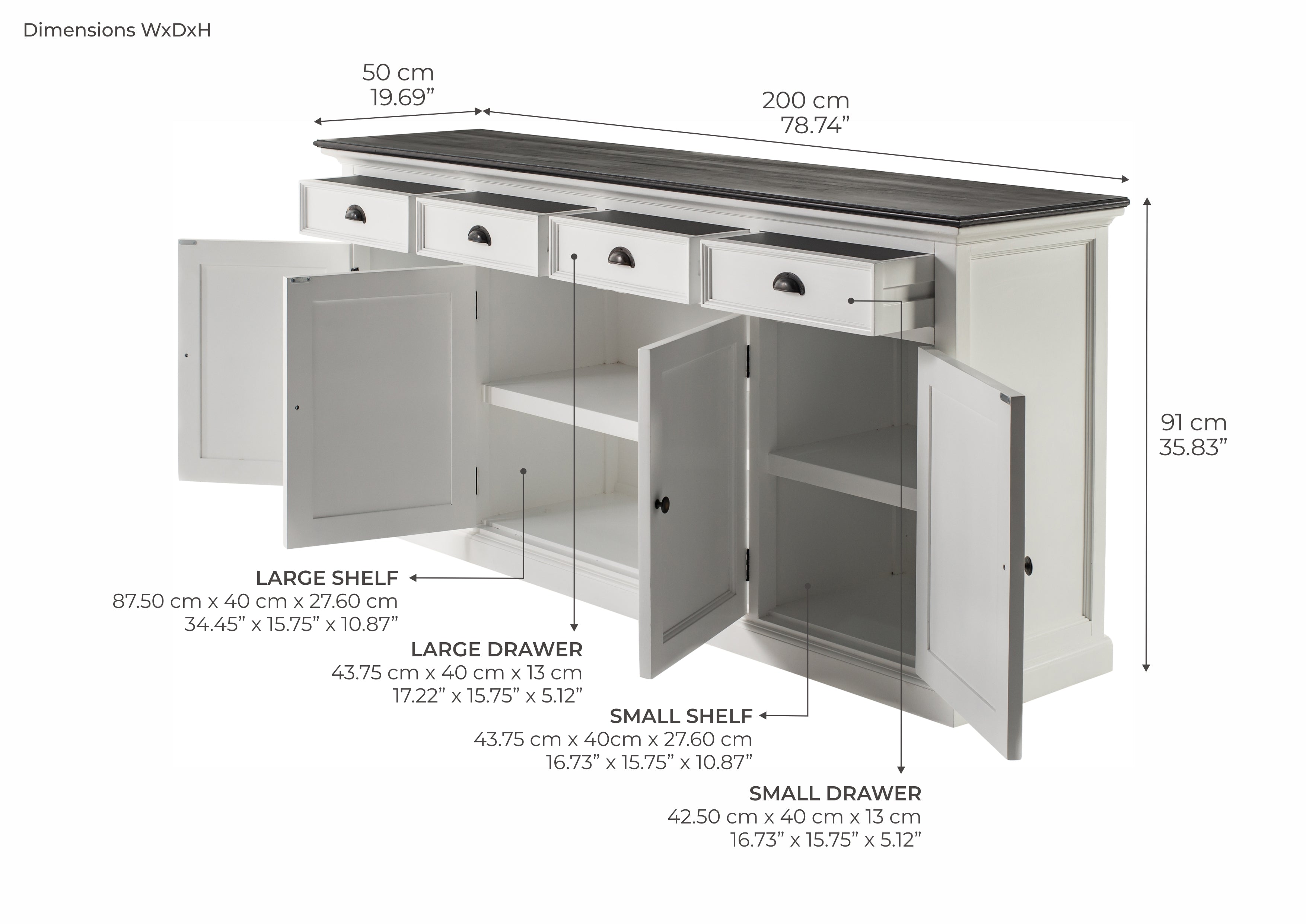 Halifax Contrast Buffet - Classic White & Black