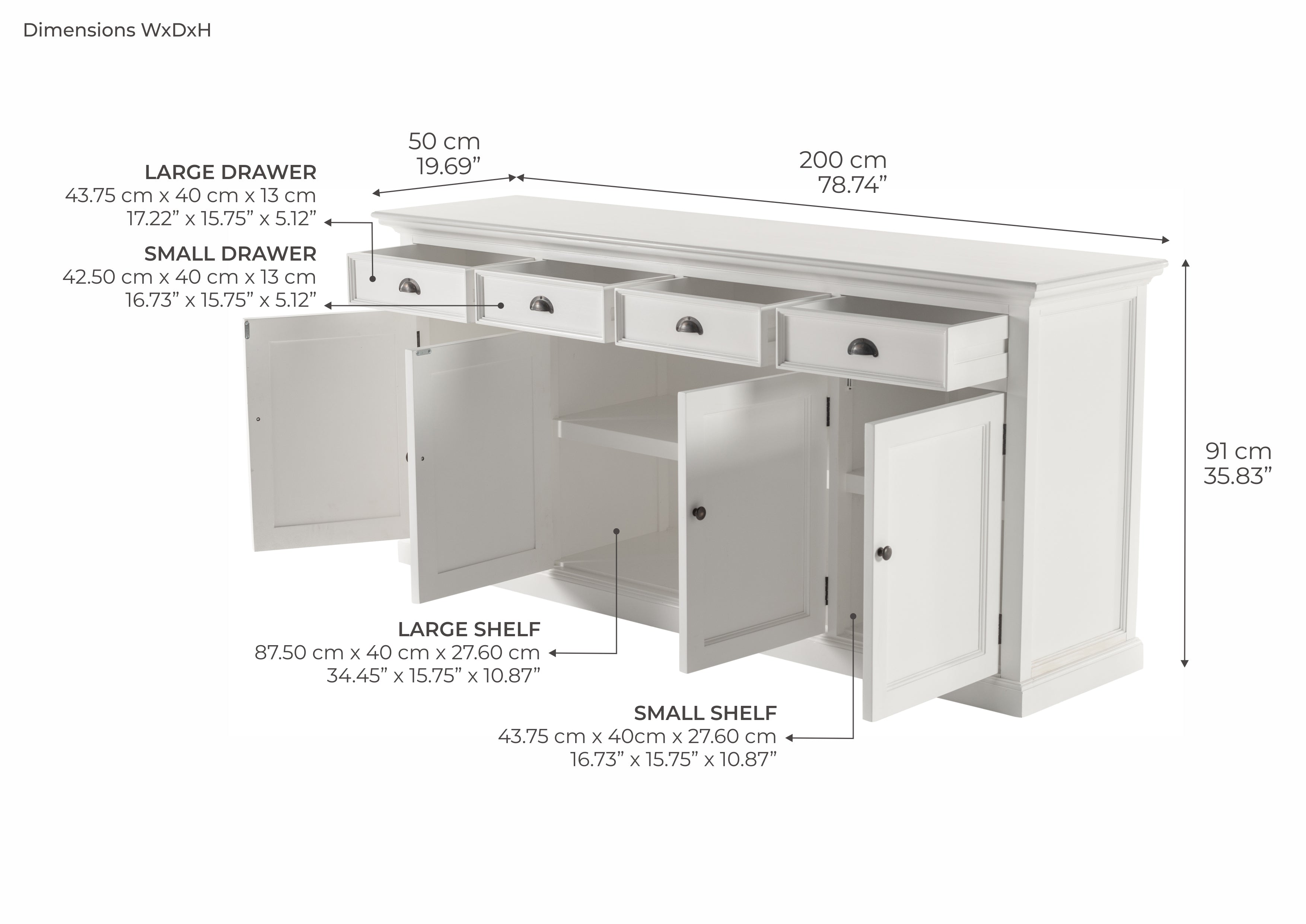 Halifax Buffet with 4 Drawers and 4 Doors