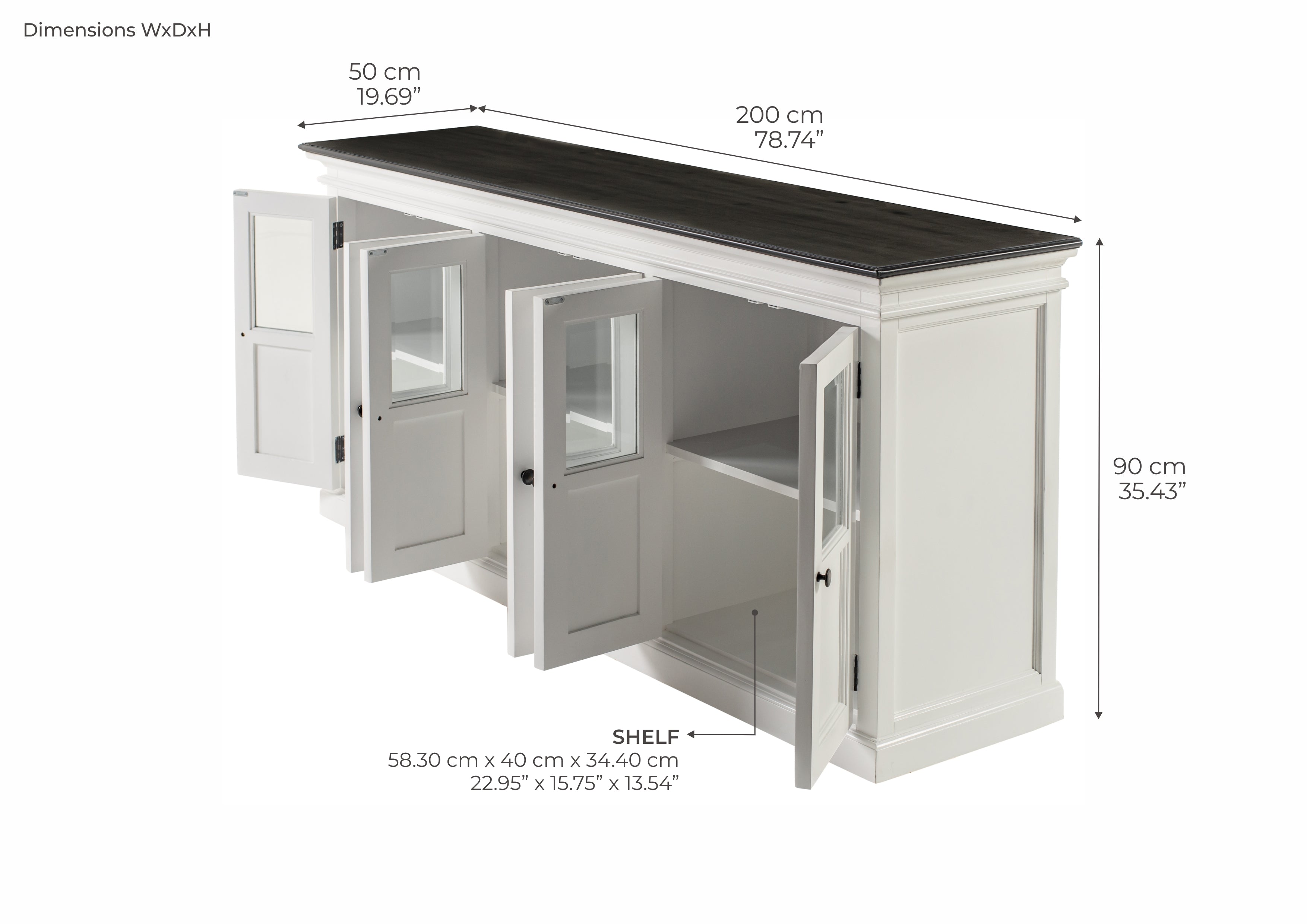 Halifax Contrast Buffet with 6 Glass Doors