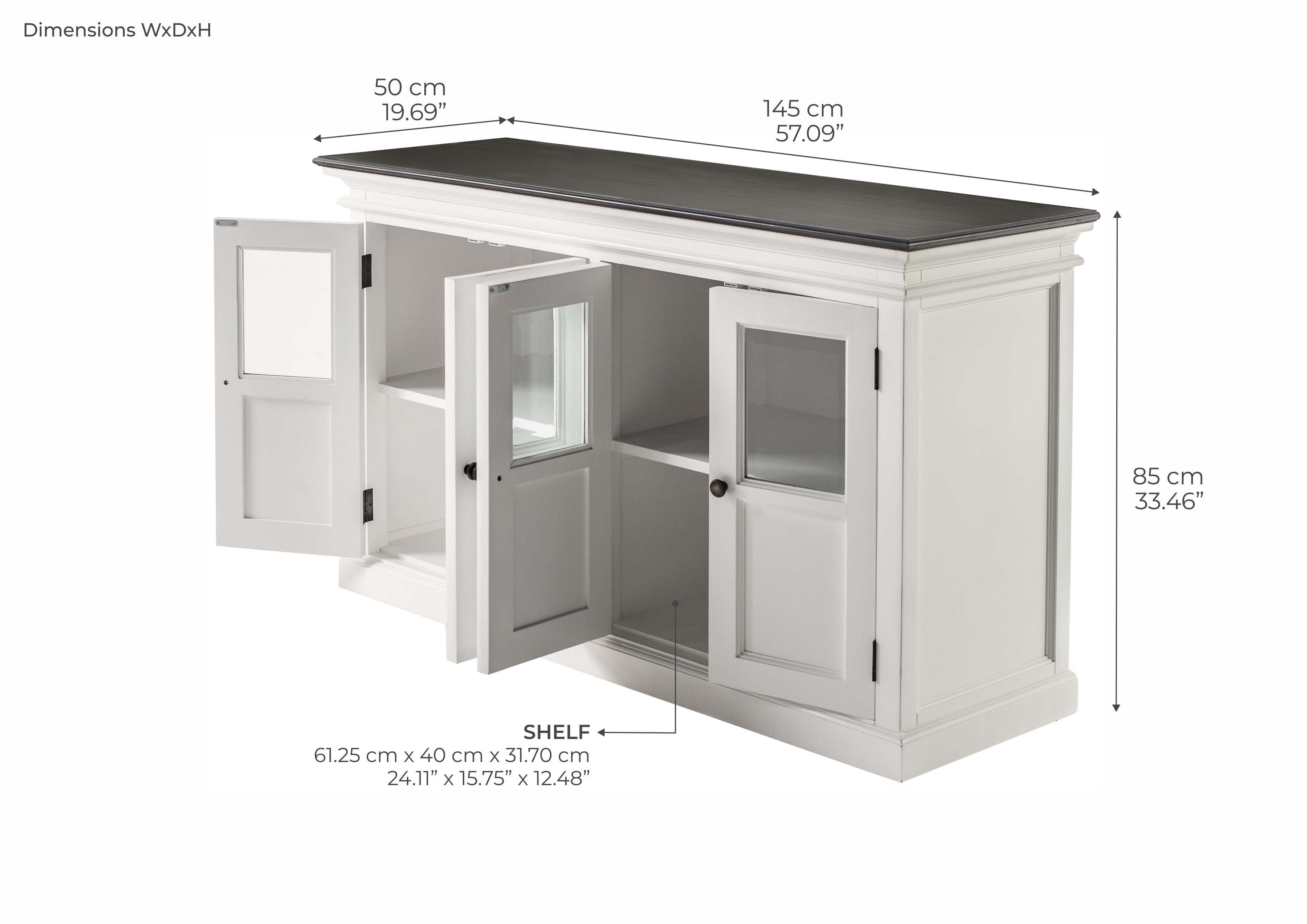 Halifax Contrast Buffet with 4 Glass Doors