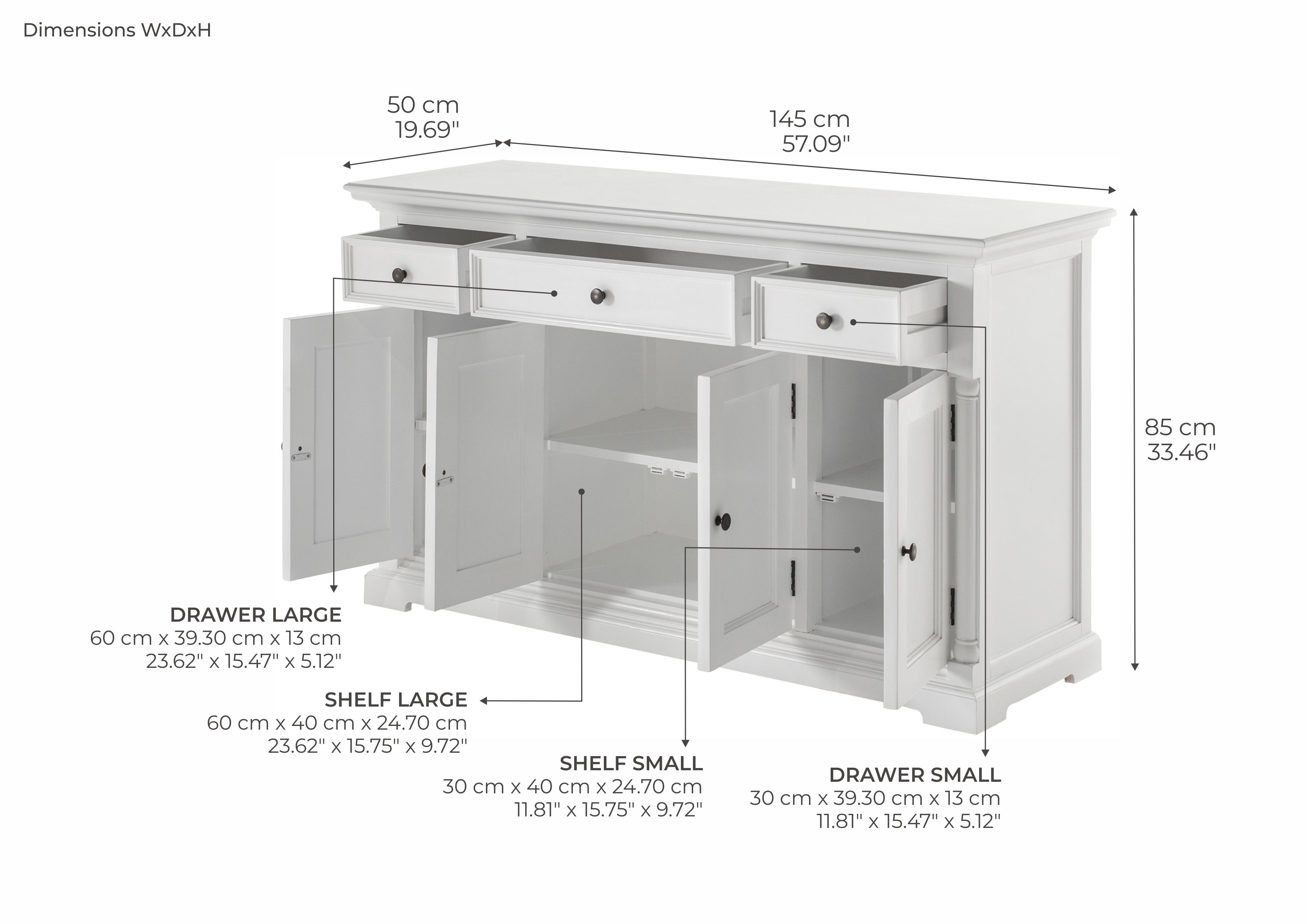 Provence - Buffet with 4 Doors 3 Drawers