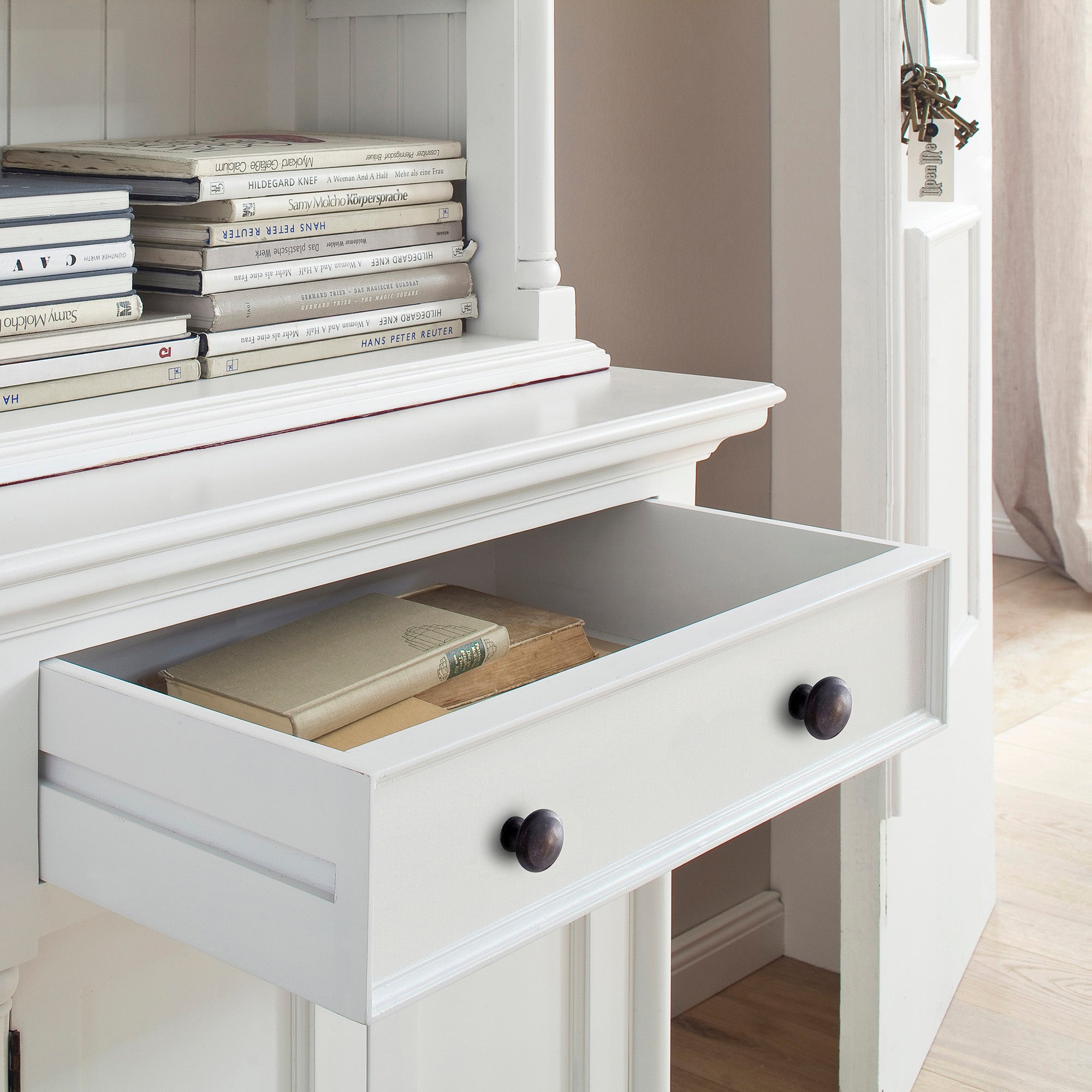 Provence Buffet and Open Hutch Cabinet - White