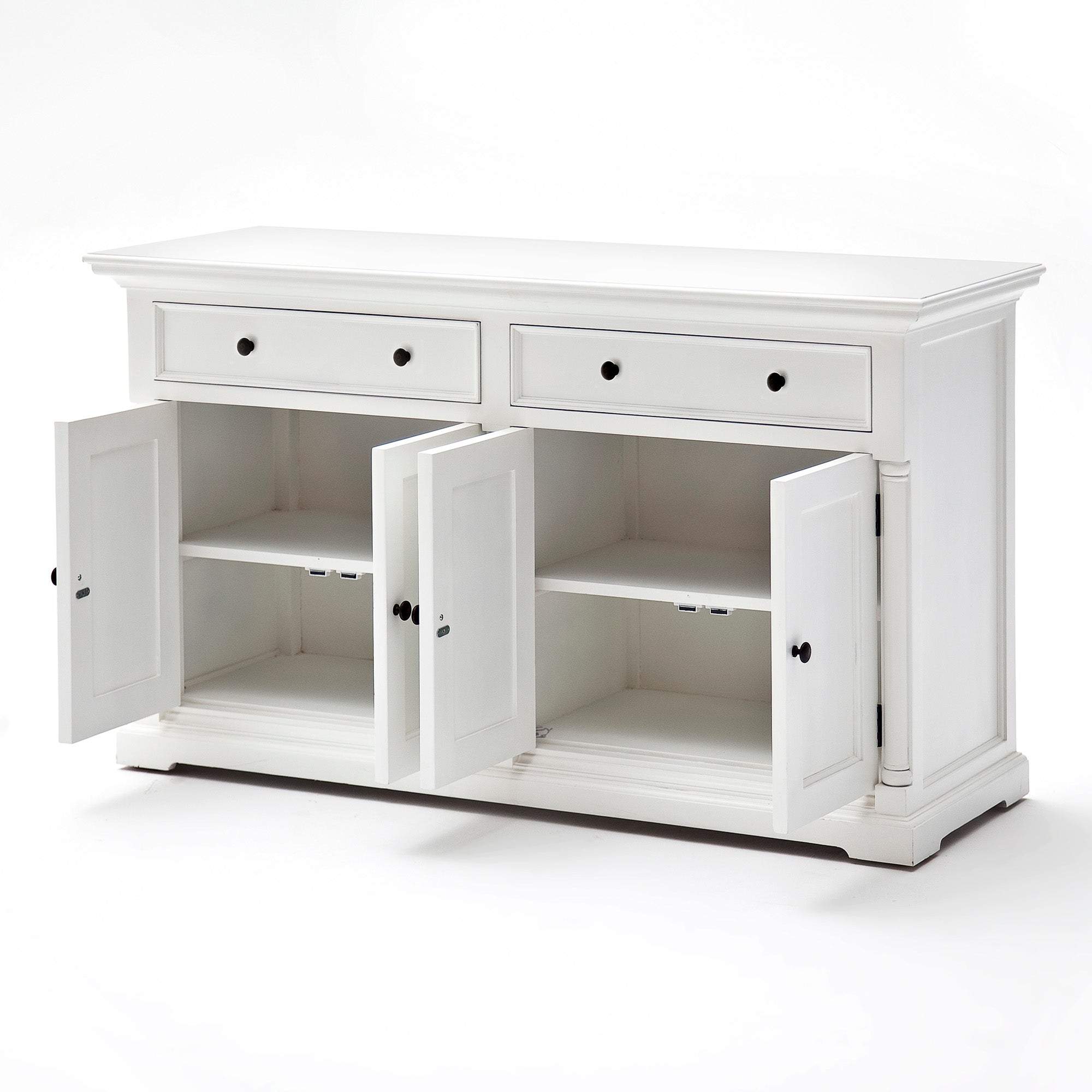Provence Buffet and Open Hutch Cabinet - White