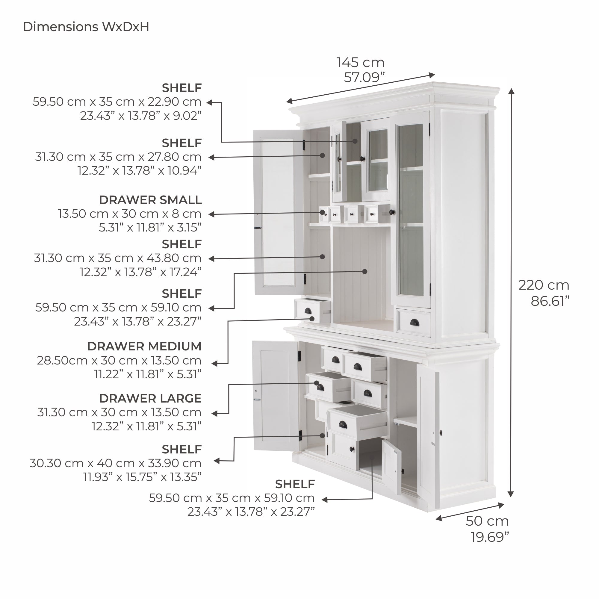 Halifax Kitchen Buffet & Hutch - White