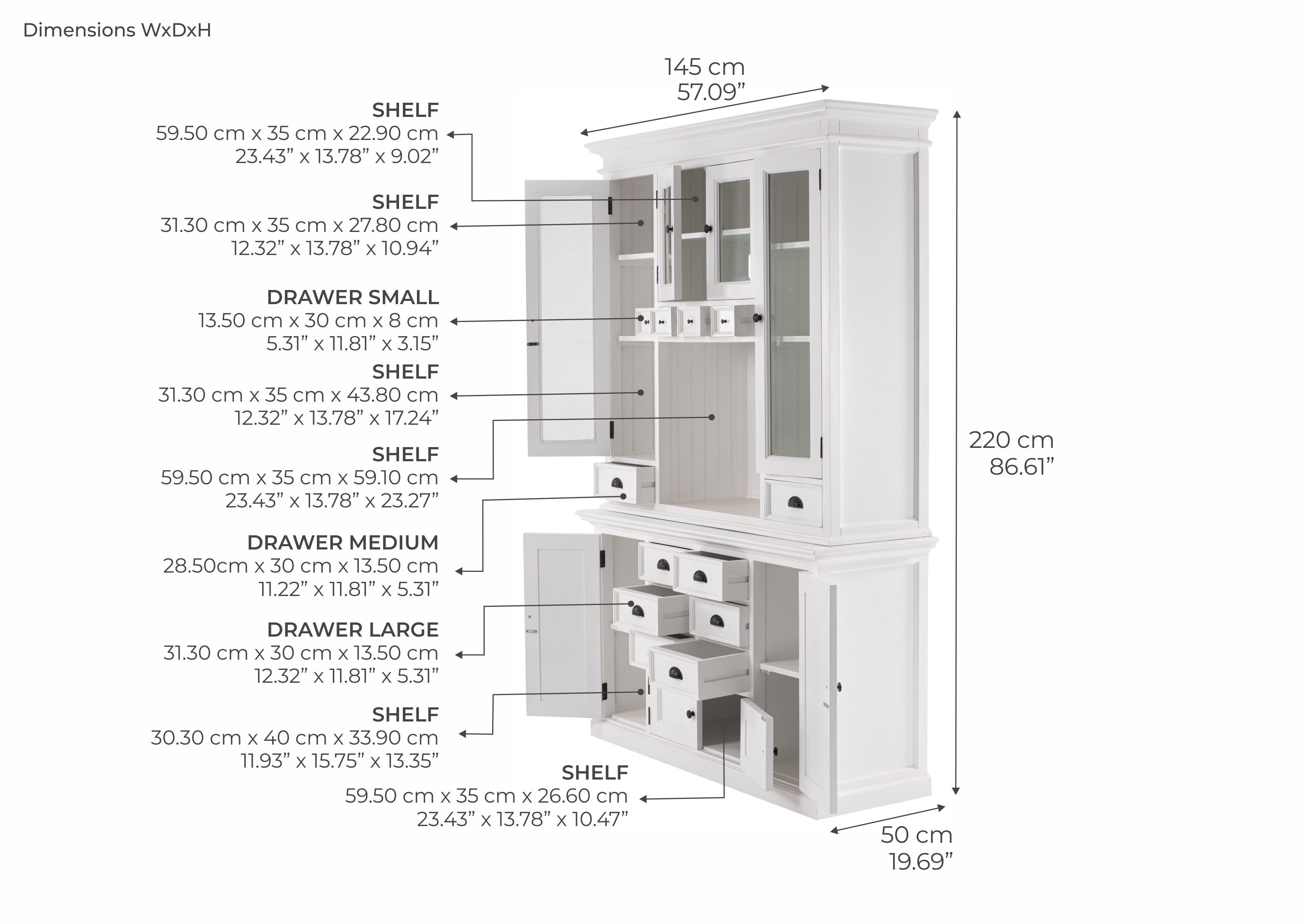 Halifax Kitchen Buffet & Hutch - White