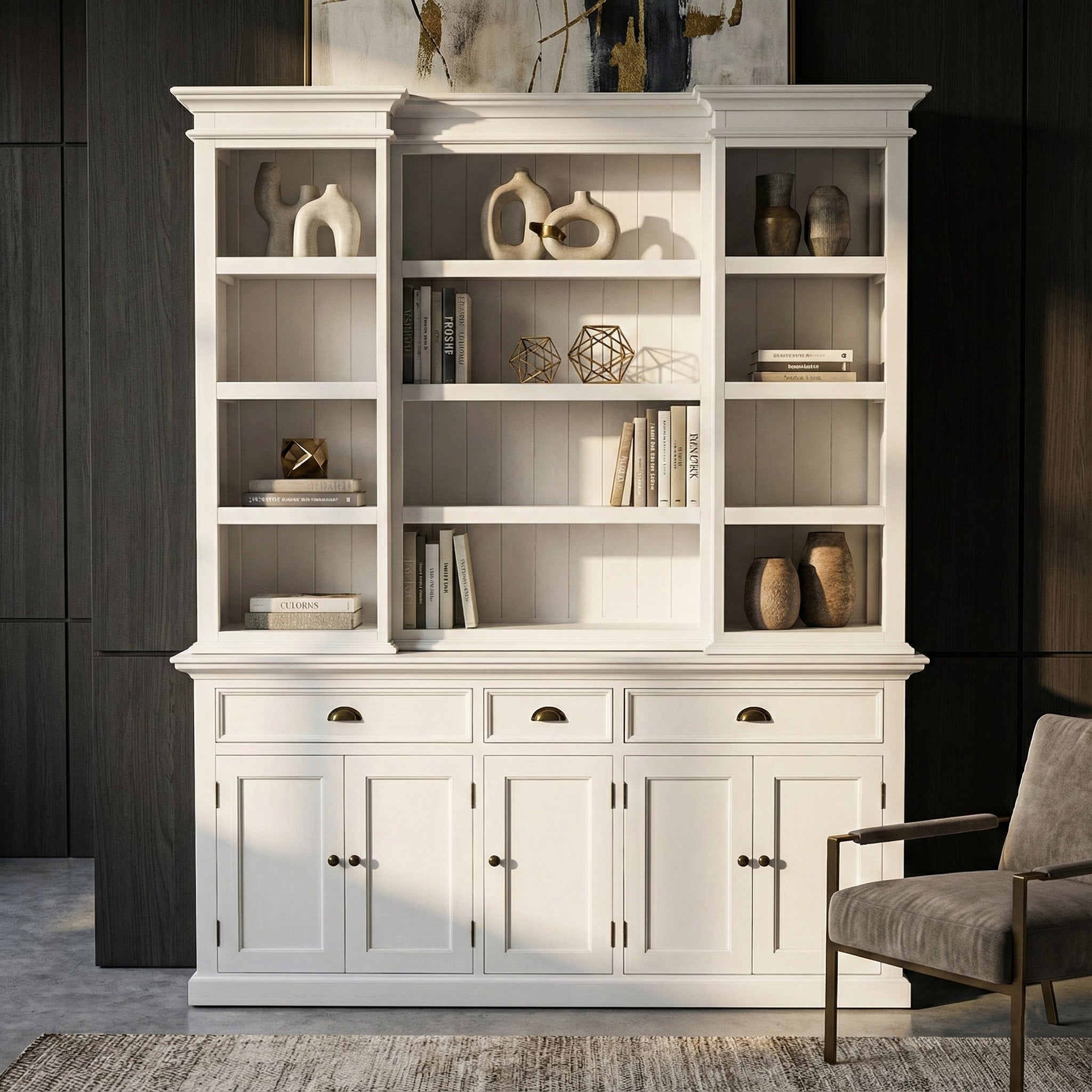 Kitchen Hutch Cabinet with 5 Doors 3 Drawers