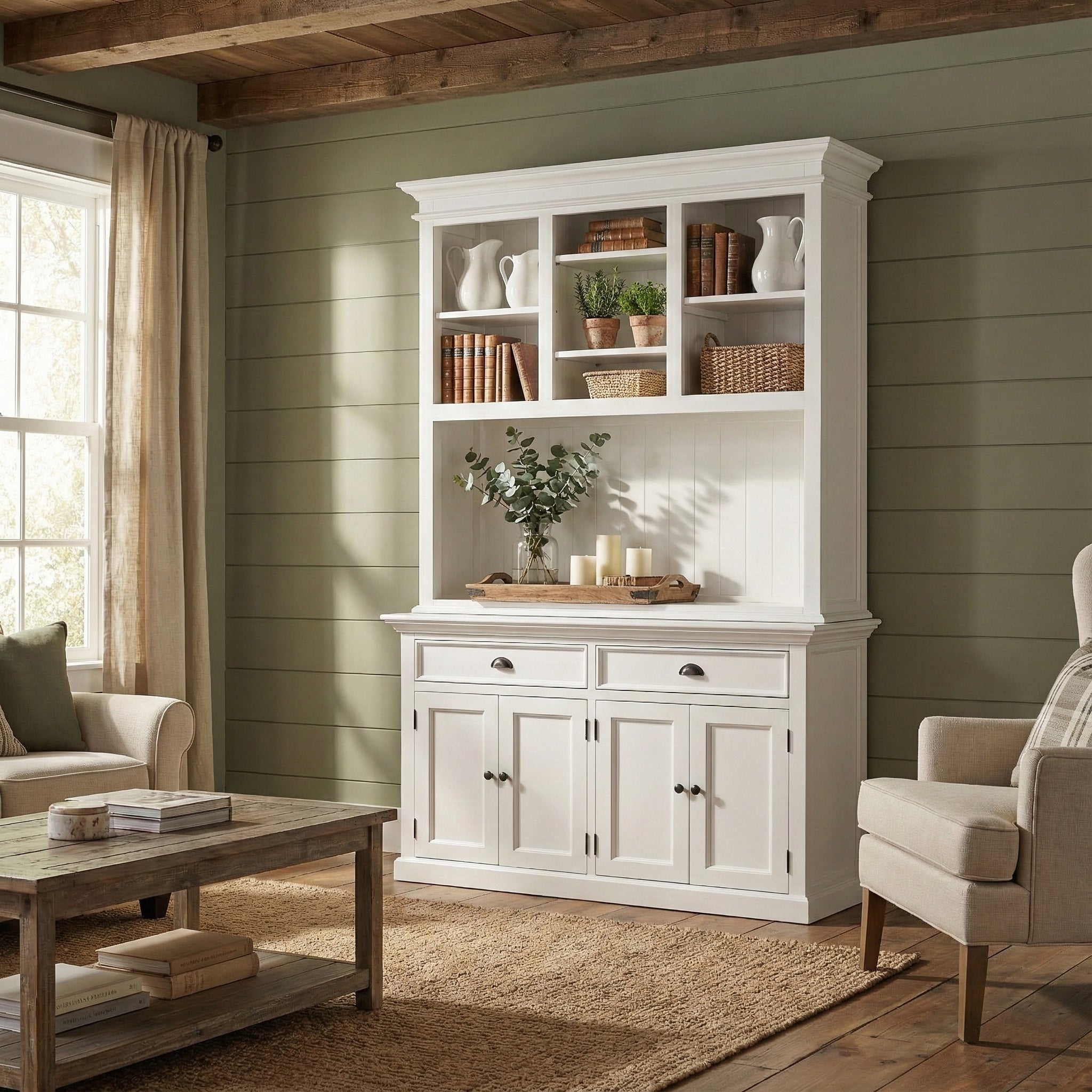 Buffet Hutch Unit with 2 Adjustable Shelves