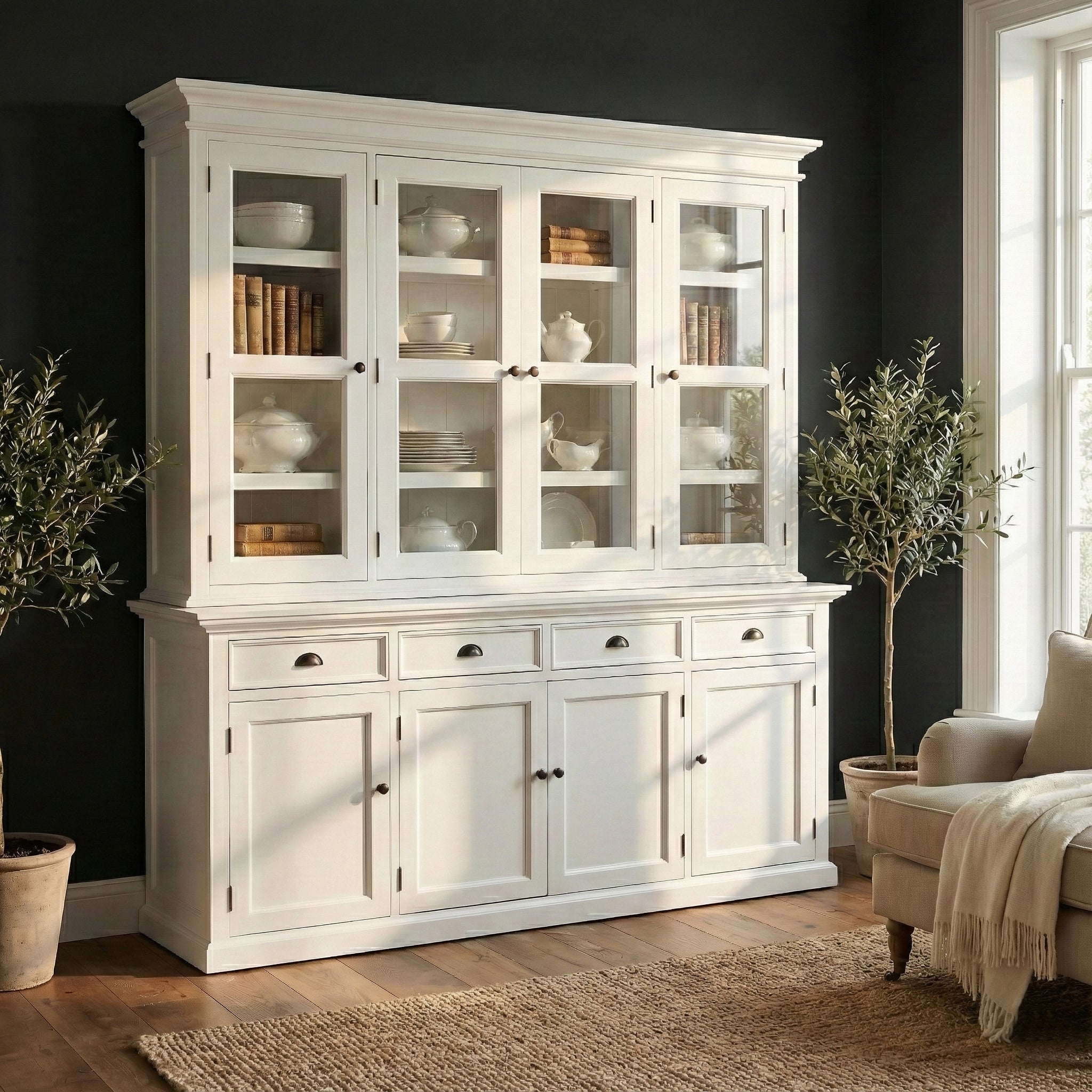 Buffet Hutch Unit with 4 Glass Doors