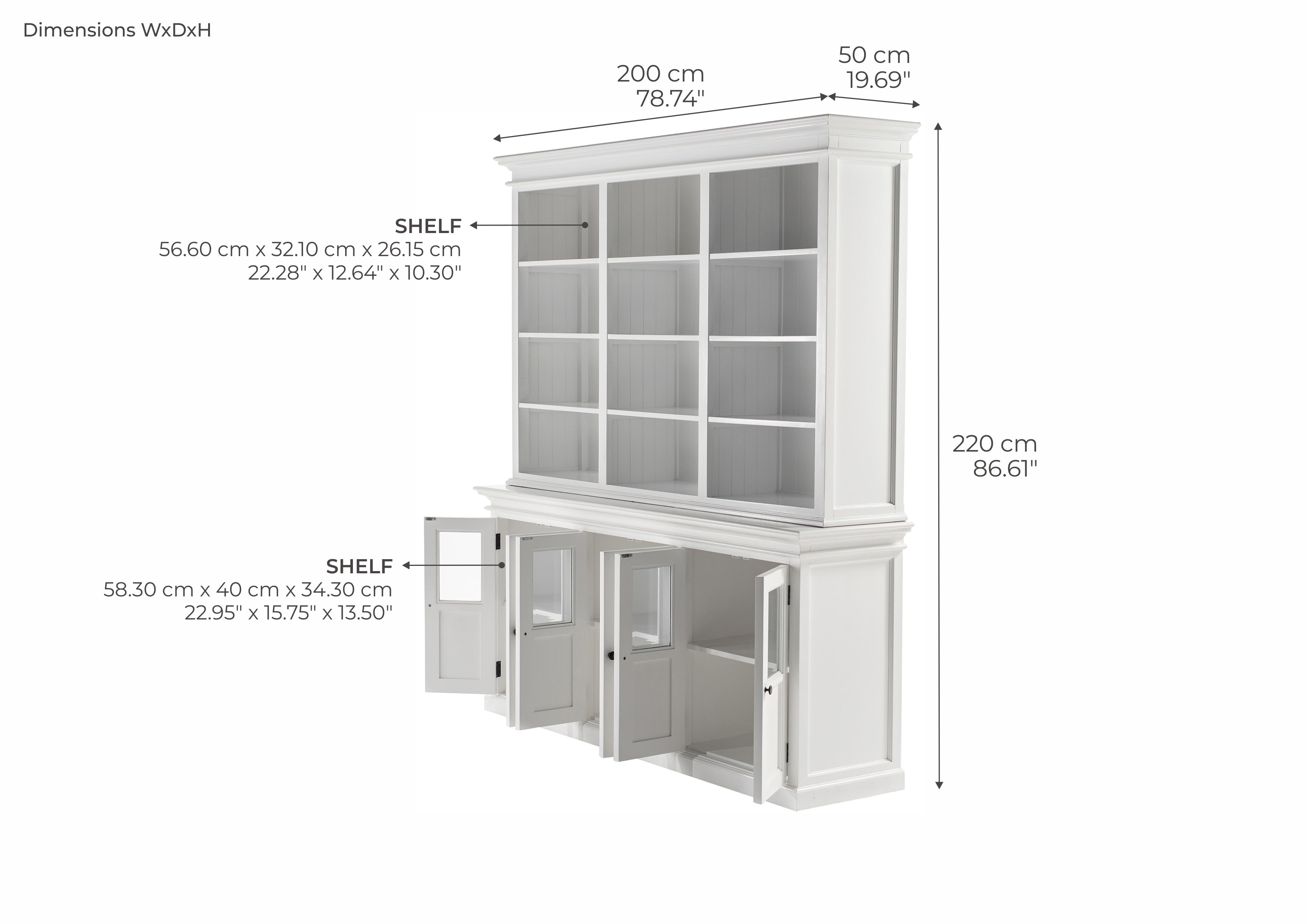 Halifax Hutch Unit with 6 Glass Doors