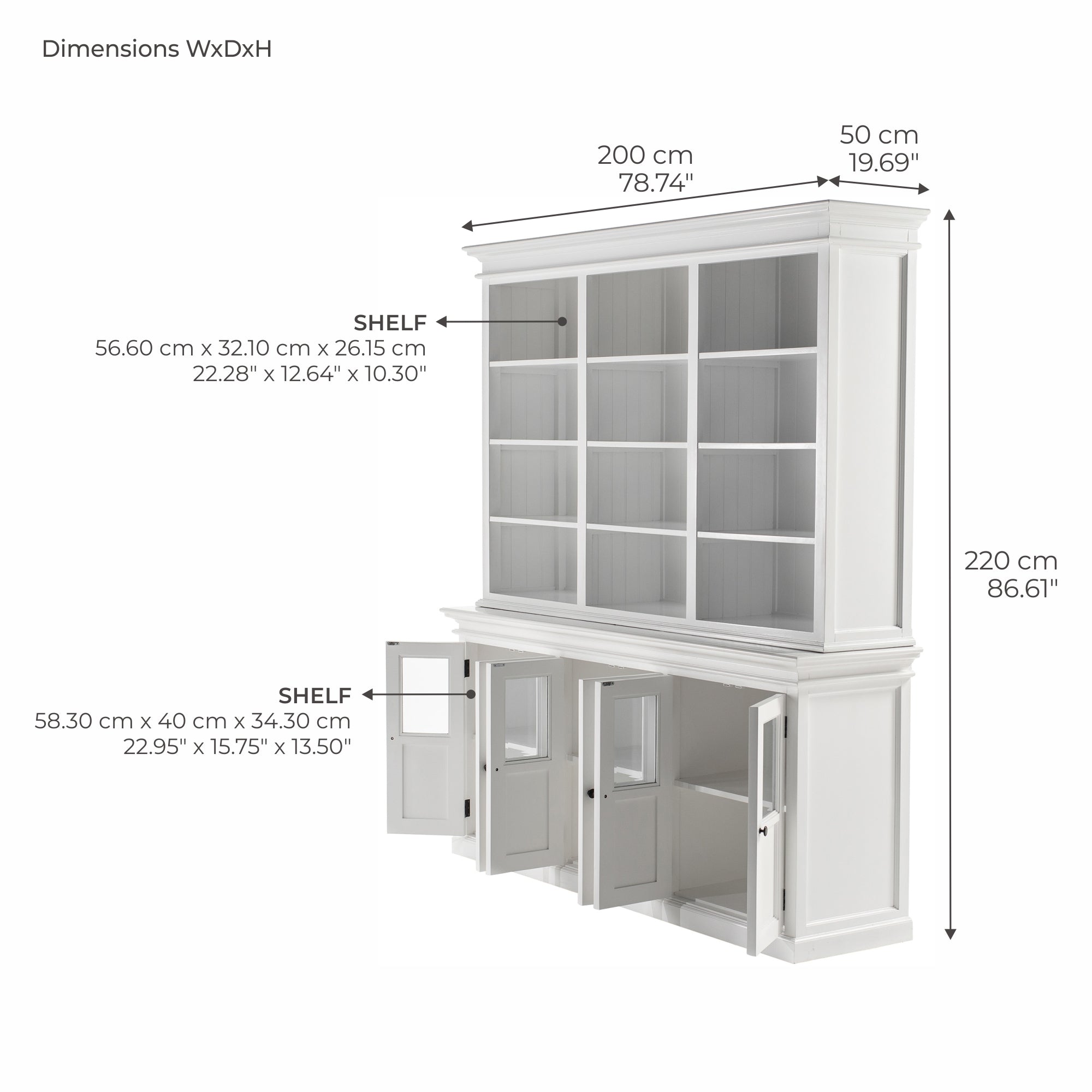 Halifax Hutch Unit with 6 Glass Doors