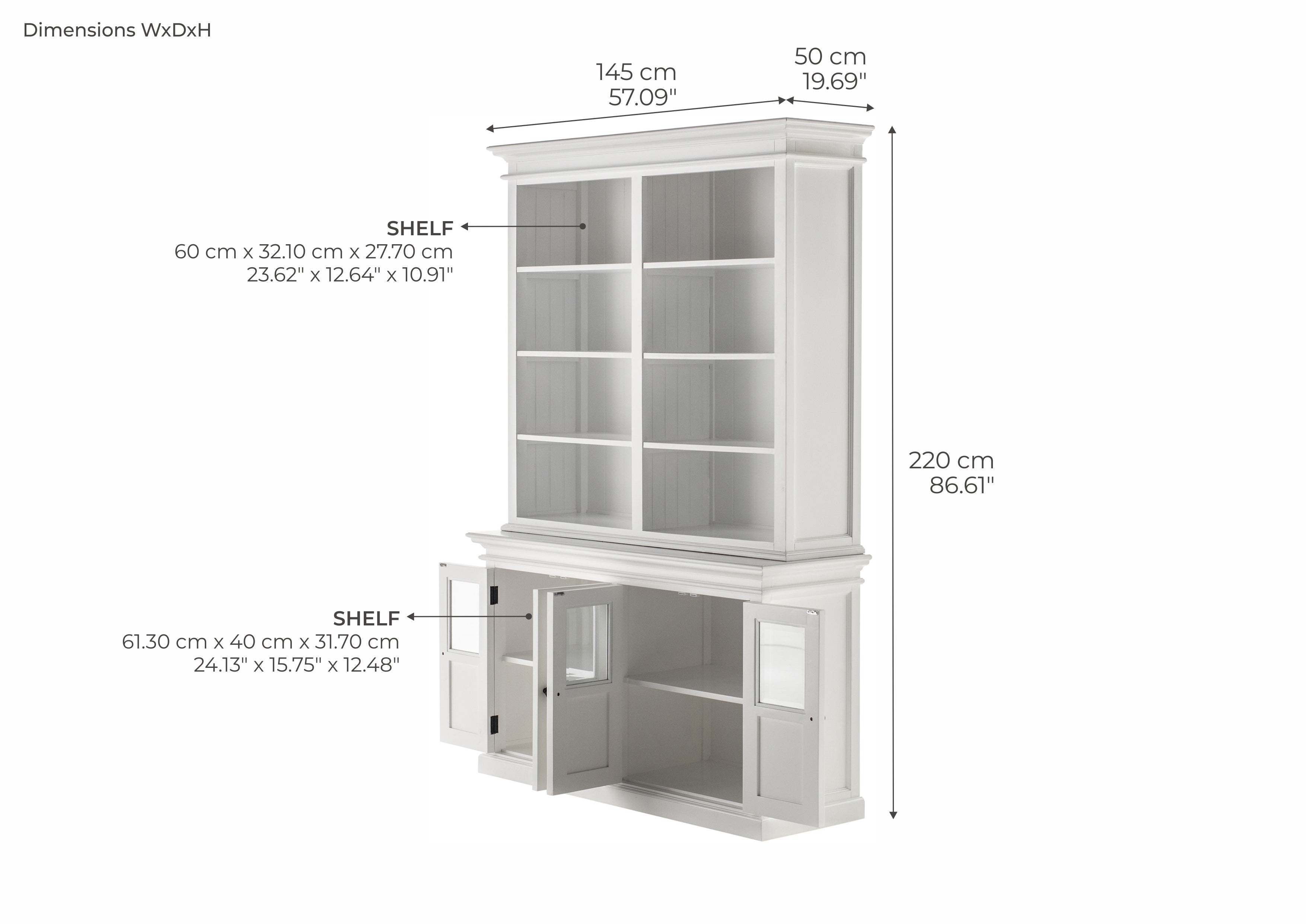 Halifax Hutch Unit with 4 Glass Doors