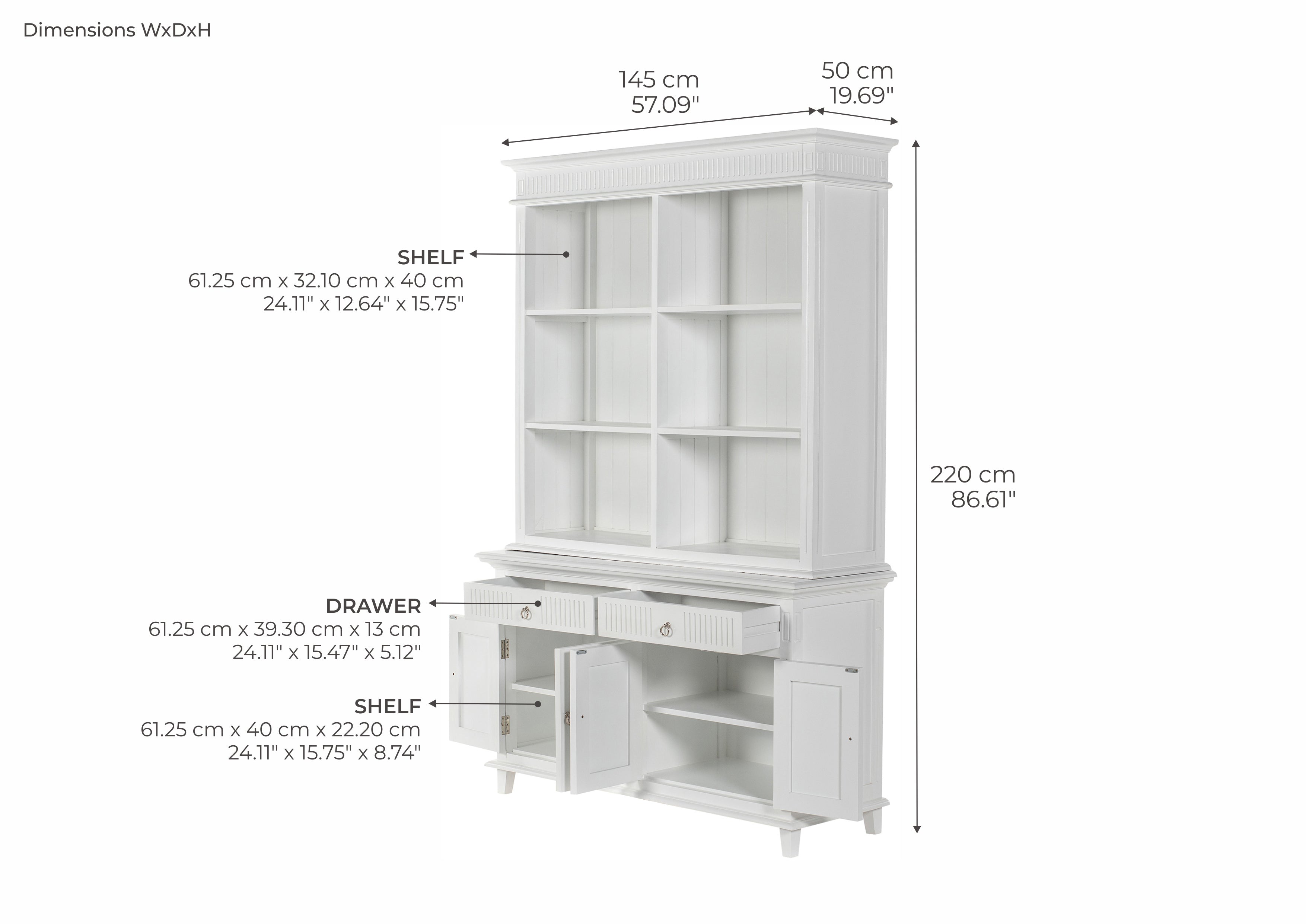 Skansen Hutch Unit with 6 Shelves