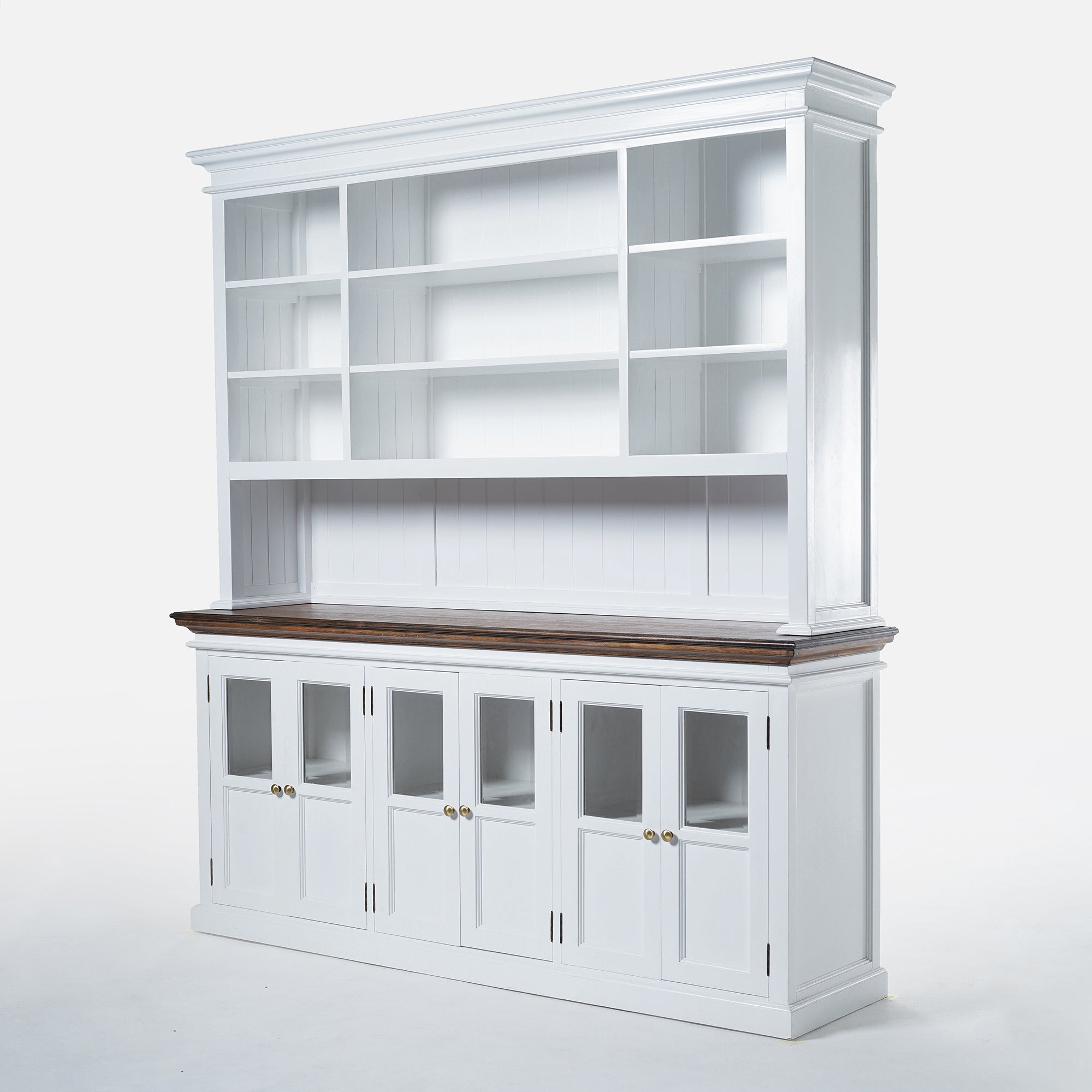 Corfu Large Hutch Bookcase Unit with 6 Glass Doors 200cm