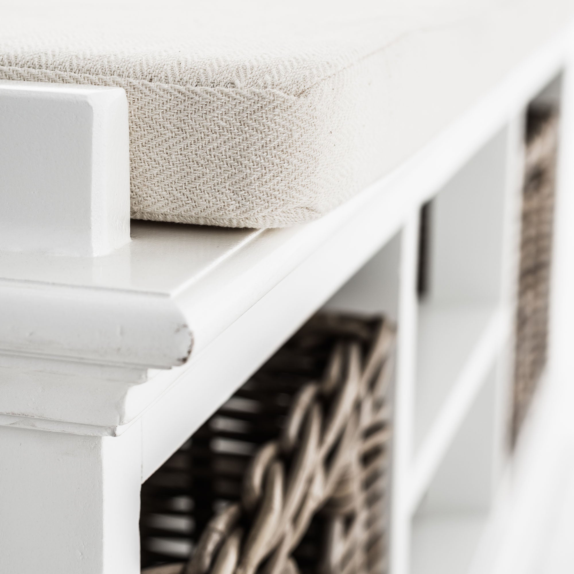 Halifax Bench Seat With Cushion - White