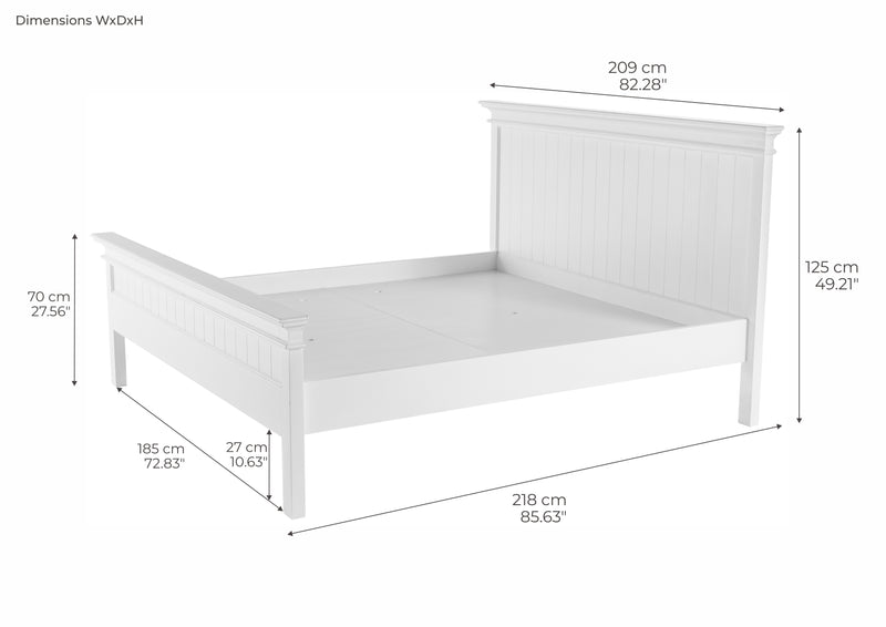Halifax King Bed with Footboard - White
