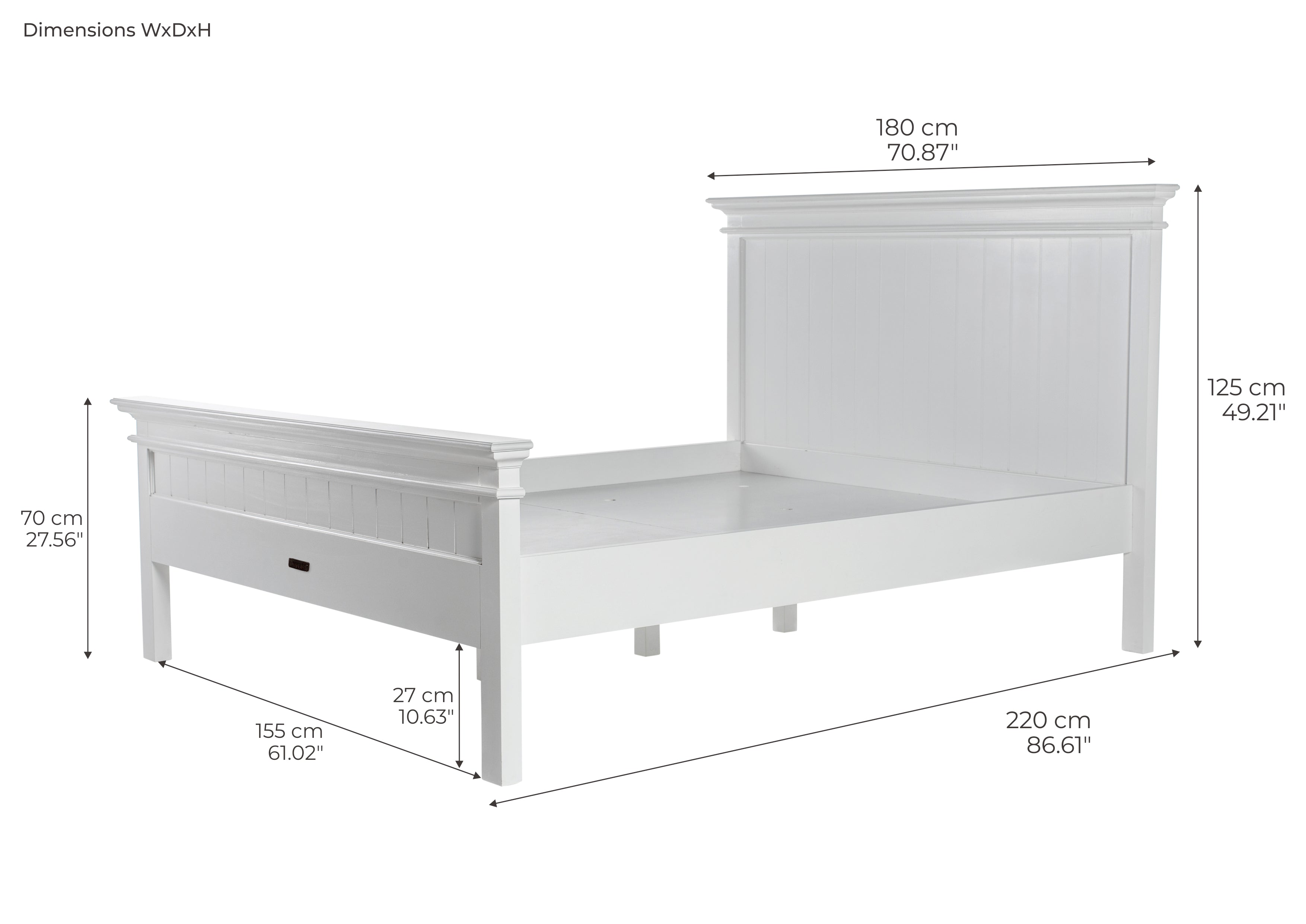 Halifax Queen Bed with Footboard - White