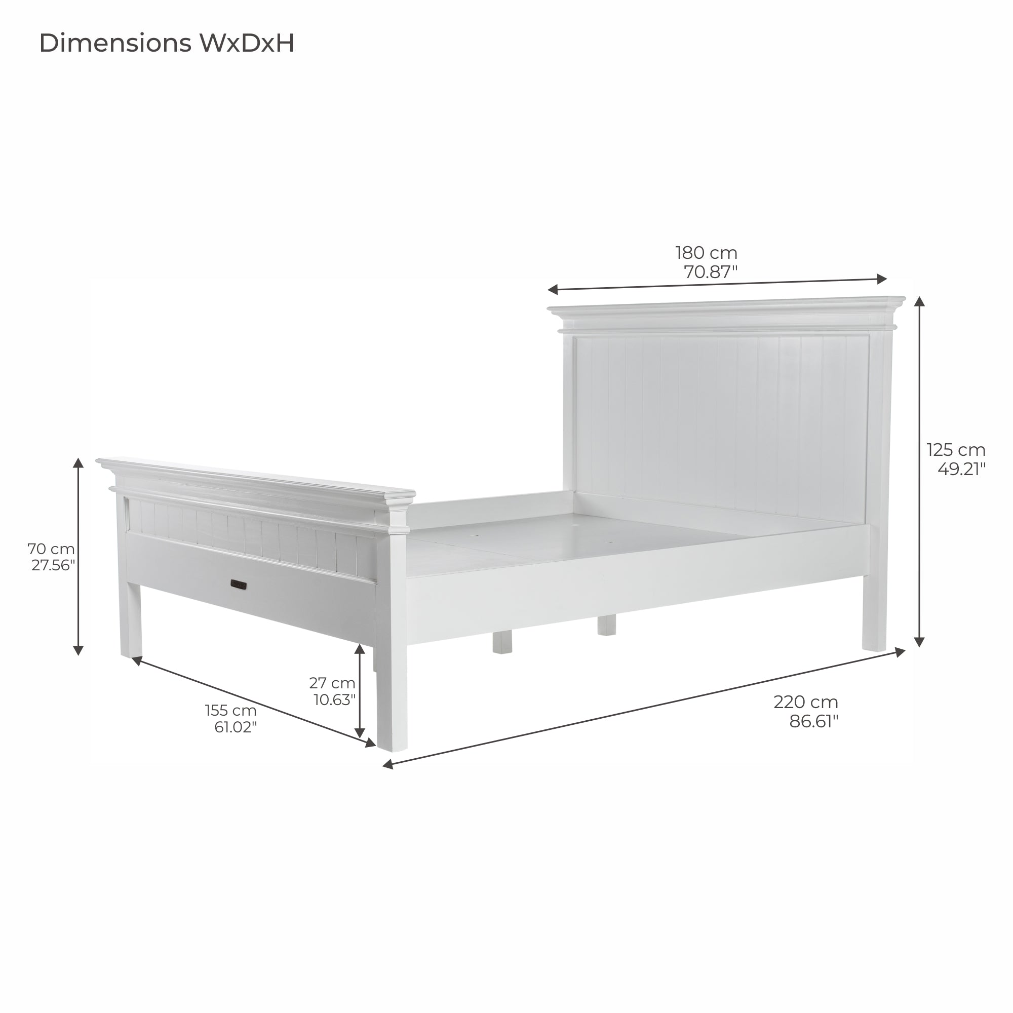 Halifax Queen Bed with Footboard - White