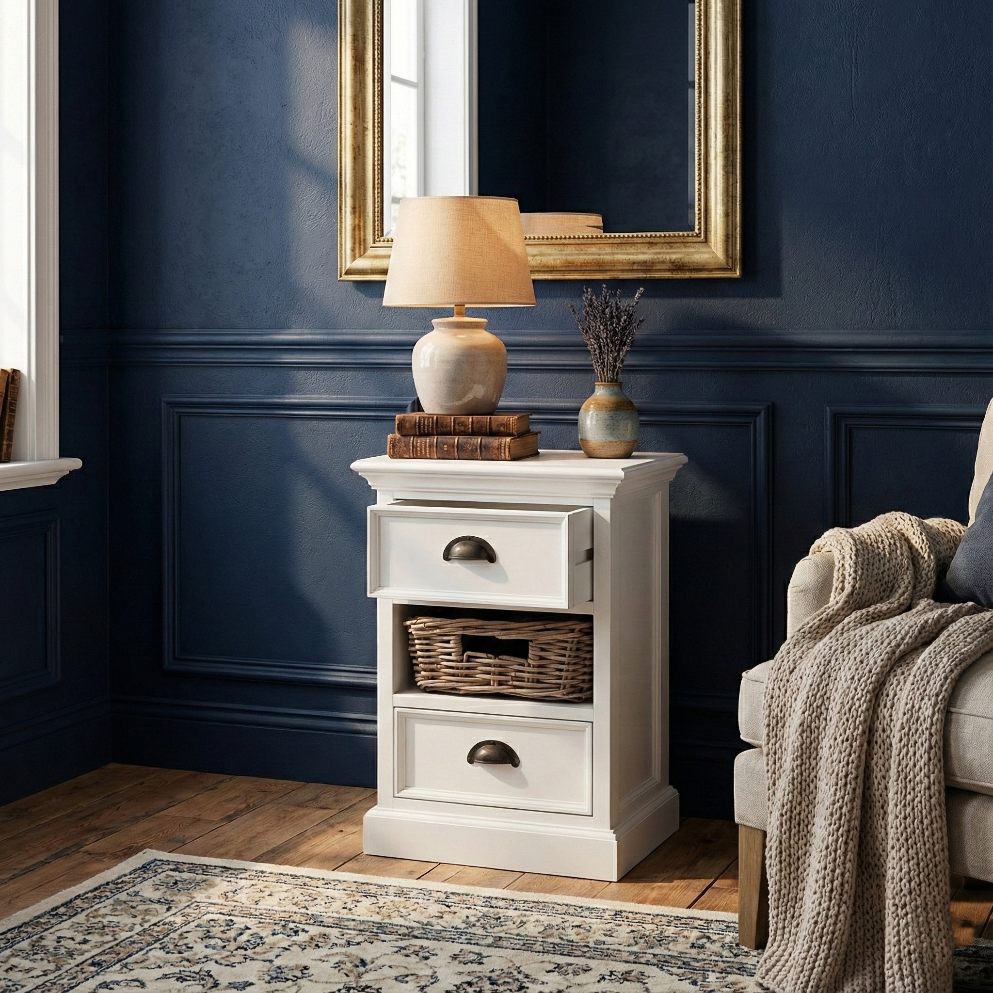 Halifax Storage Unit 1 Rattan Basket - White